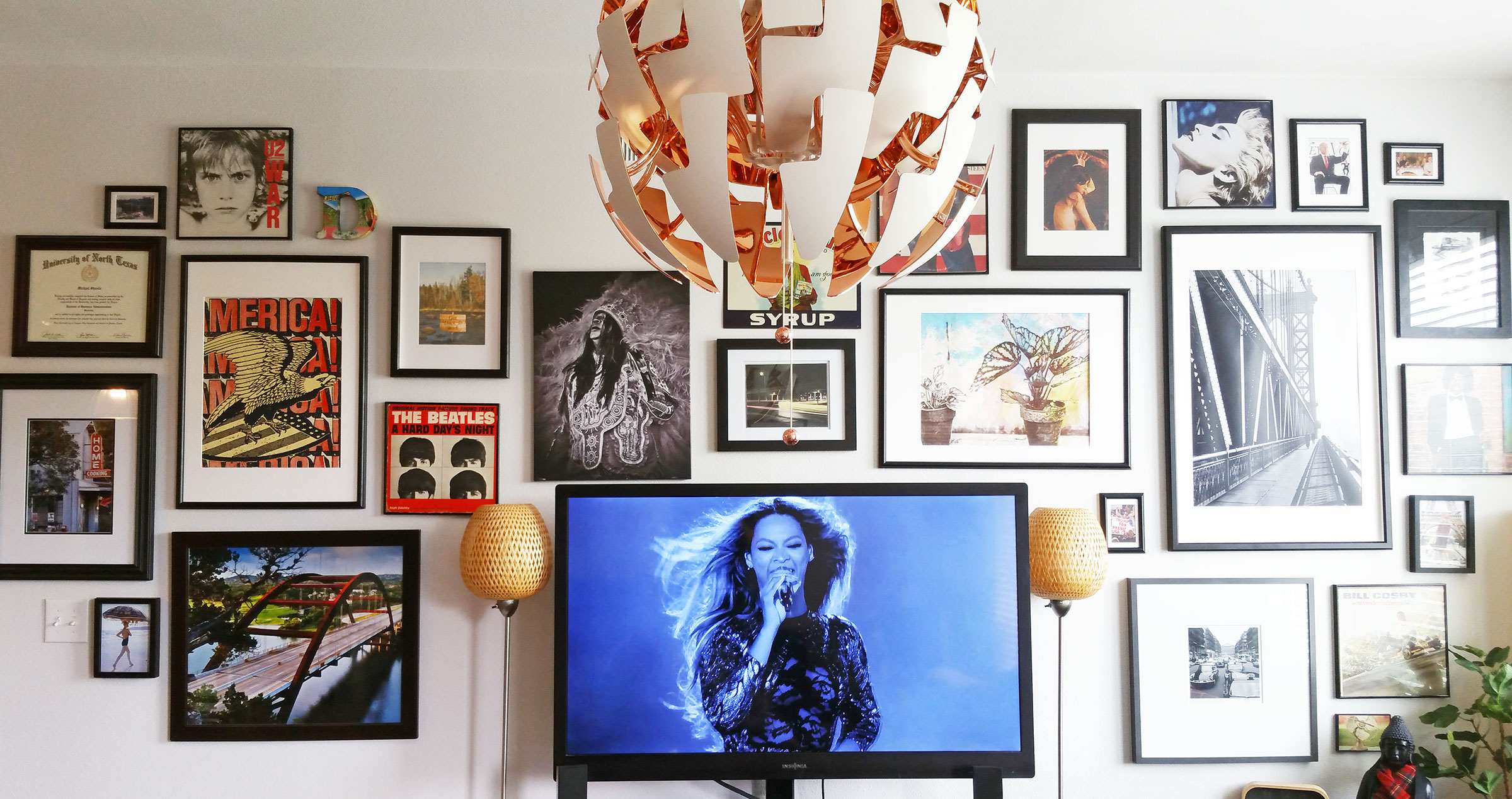 Beyonce and Interior Design Wall (including Ikea Pendant light)