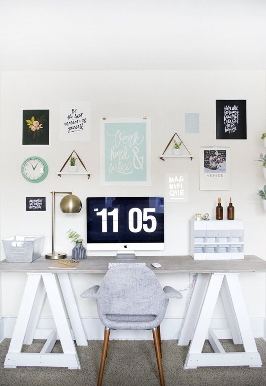 White minimal home office from apartment therapy