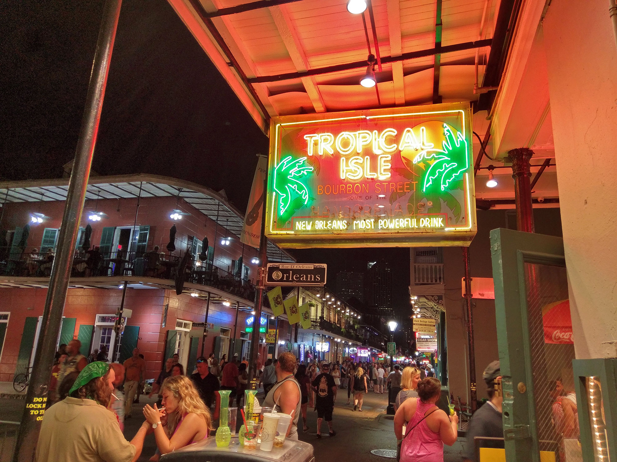 Neon bar sign for Tropical Isle in the French Quarter.