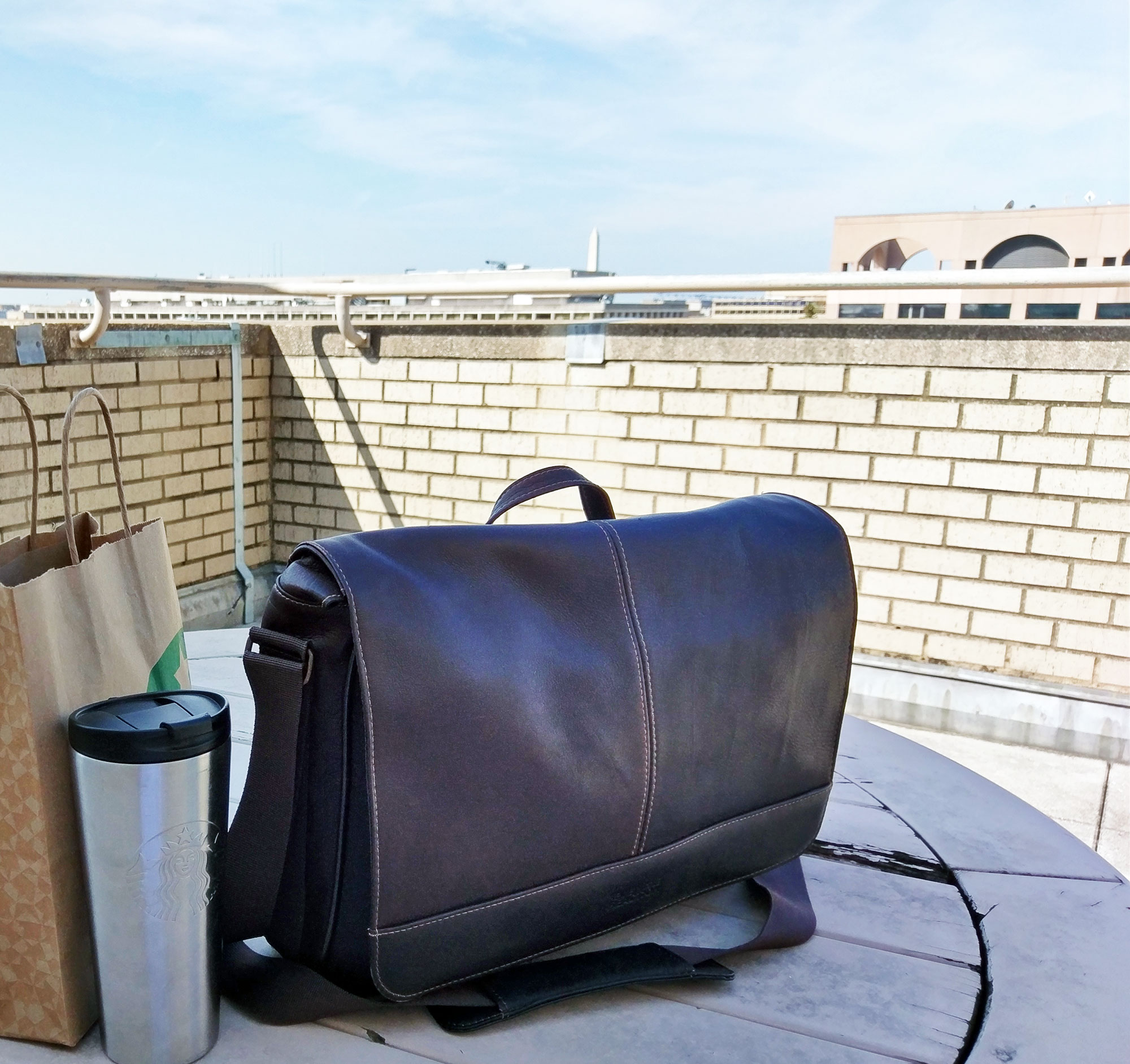 The leather Kenneth Cole messenger bag that I ended up buying.