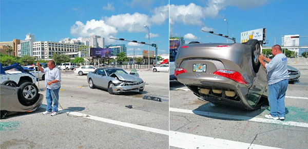 Downtown Miami car accident