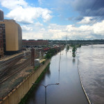 Flooding in downtown Saint Paul, Minnesota.