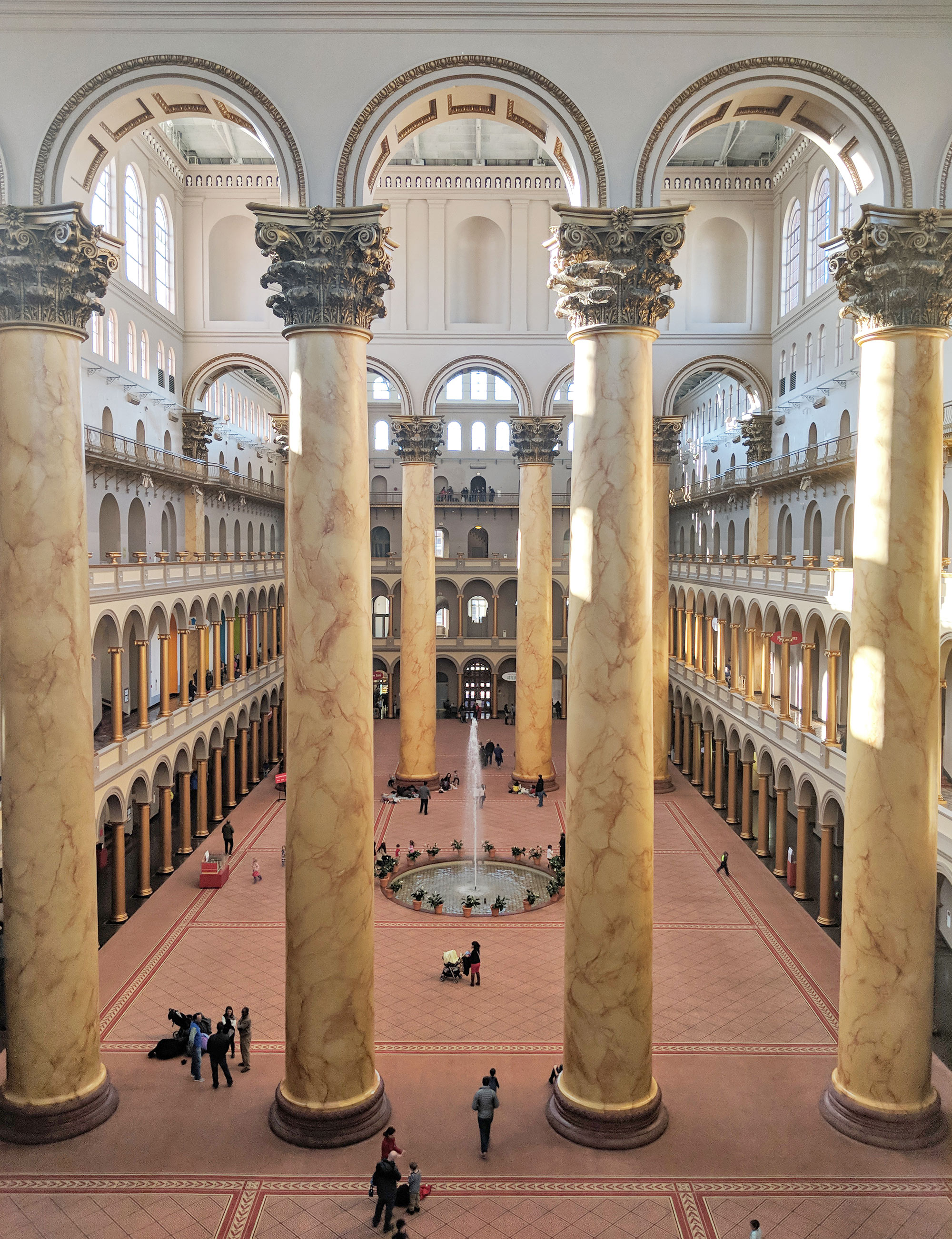 The interior courtyard of the National Building Museum in Washington D.C.