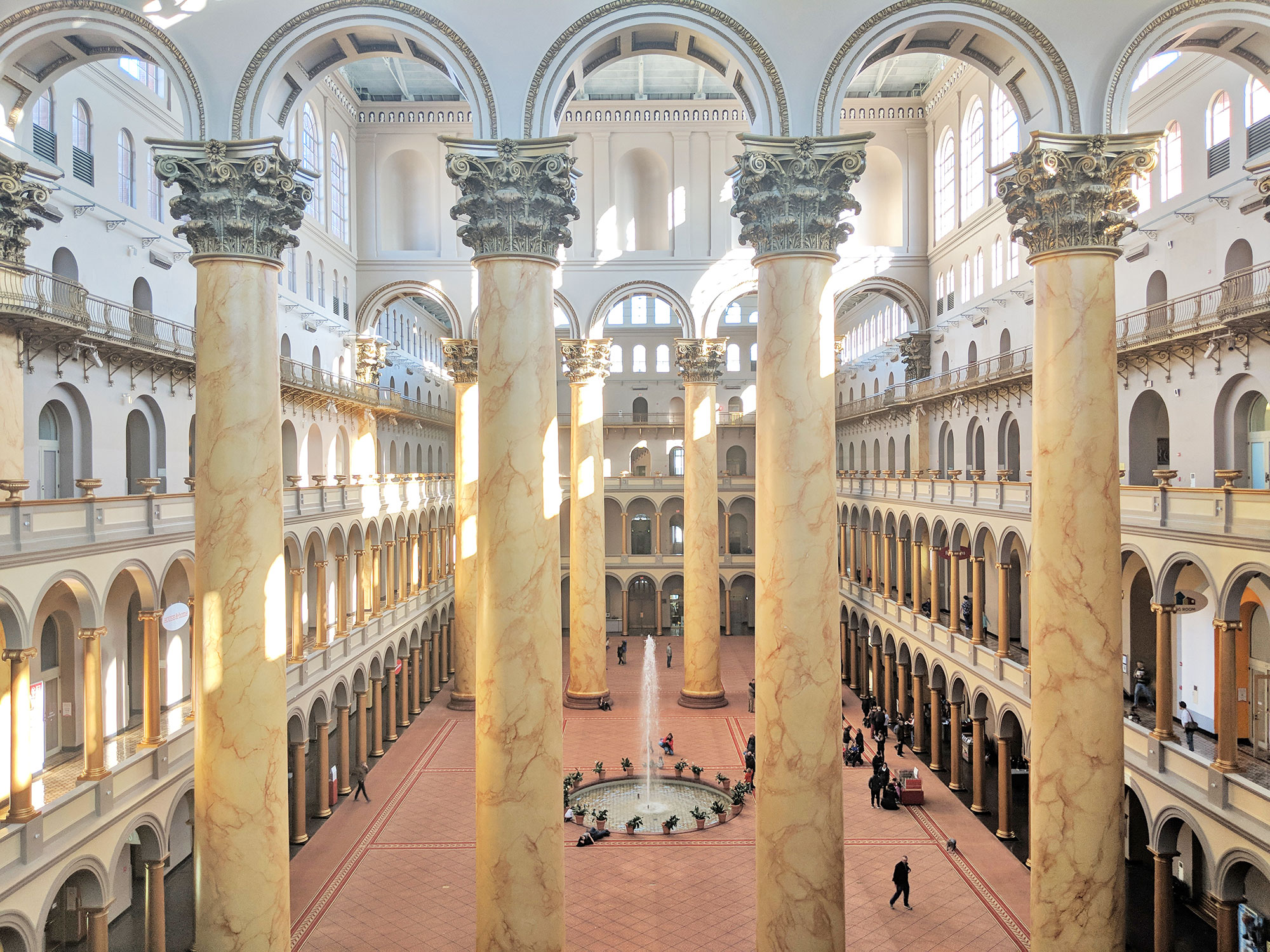 The interior courtyard of the National Building Museum in Washington D.C.