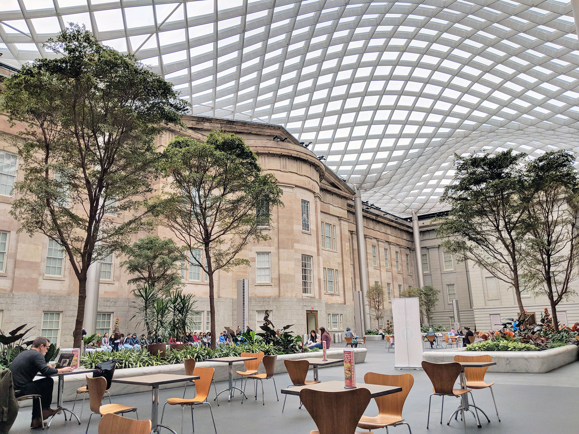 The interior courtyard of the National Portrait Gallery in Washington D.C.