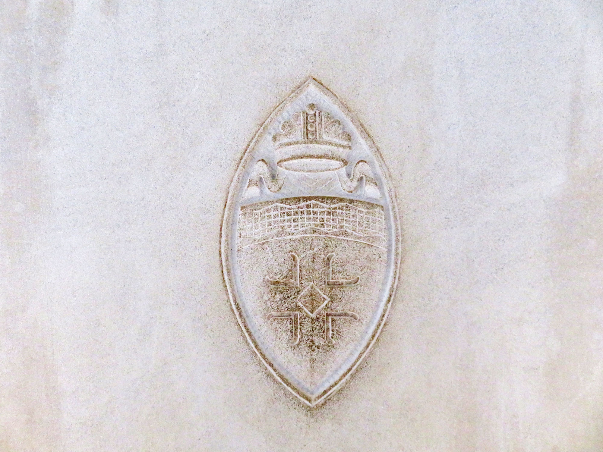 A detail of stone crest at the Washington National Cathedral.