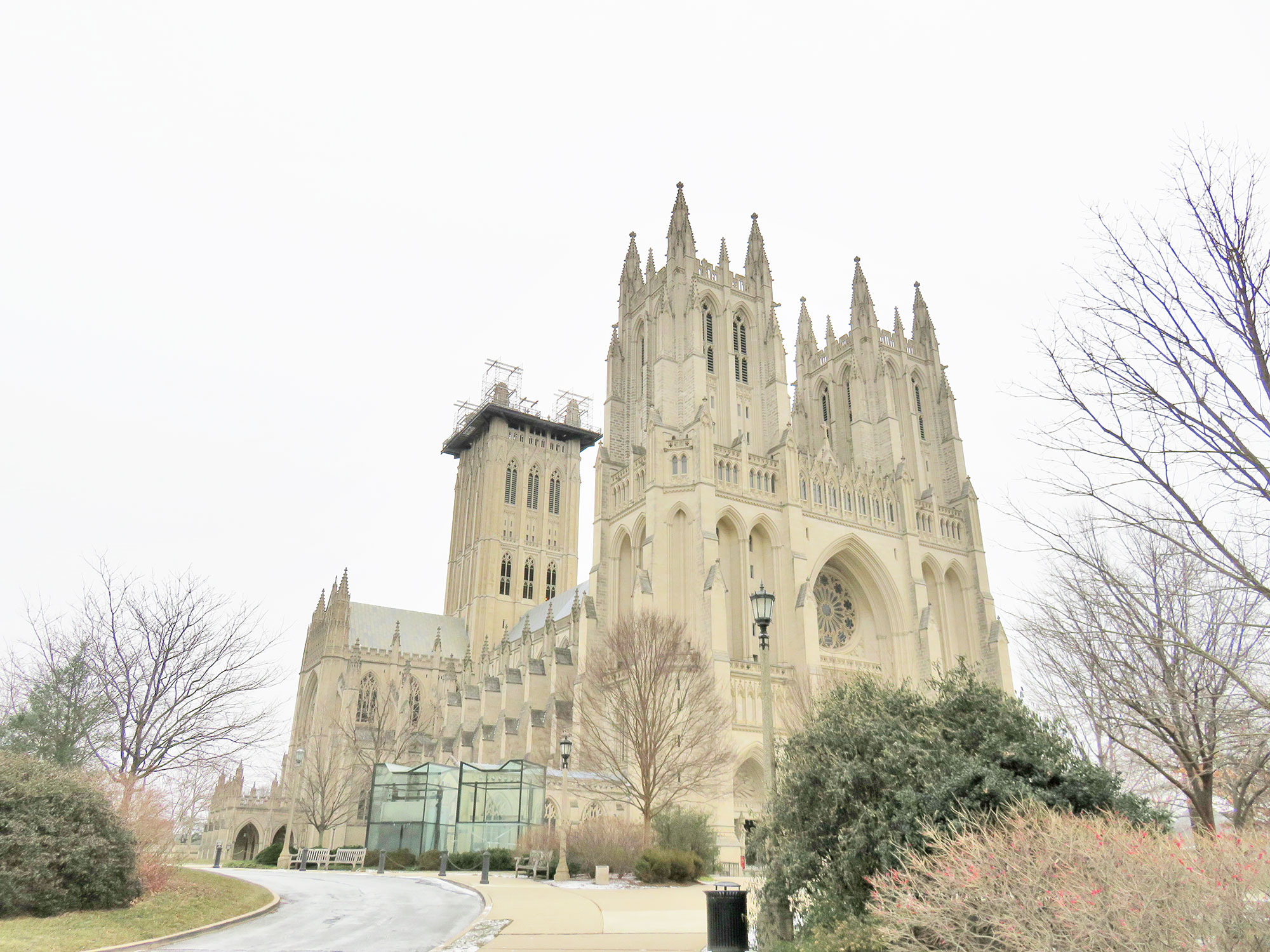 The front entrance of the Washington National Cathedral, near Georgetown.