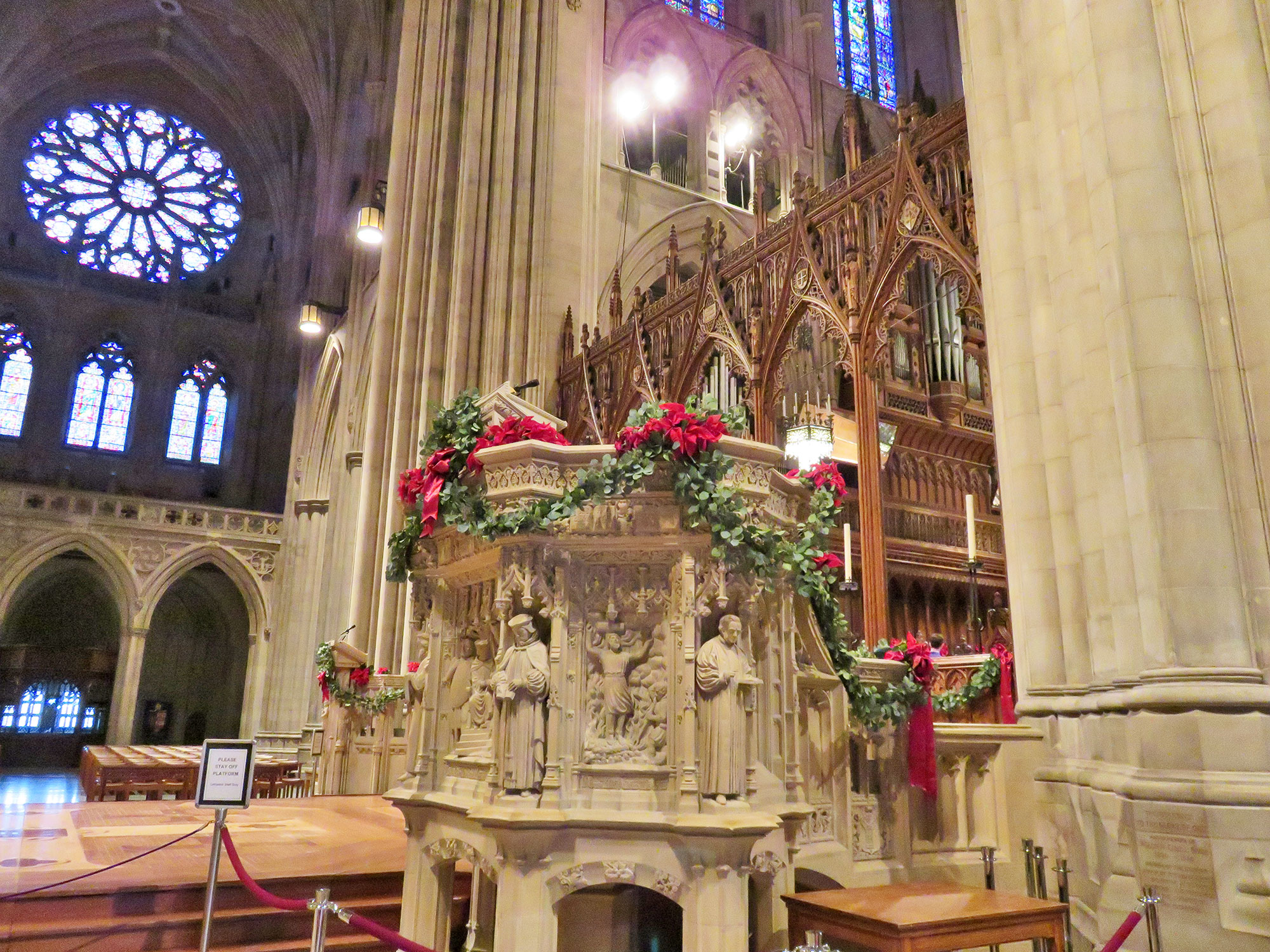 Near the main altar of the Washington National Cathedral.