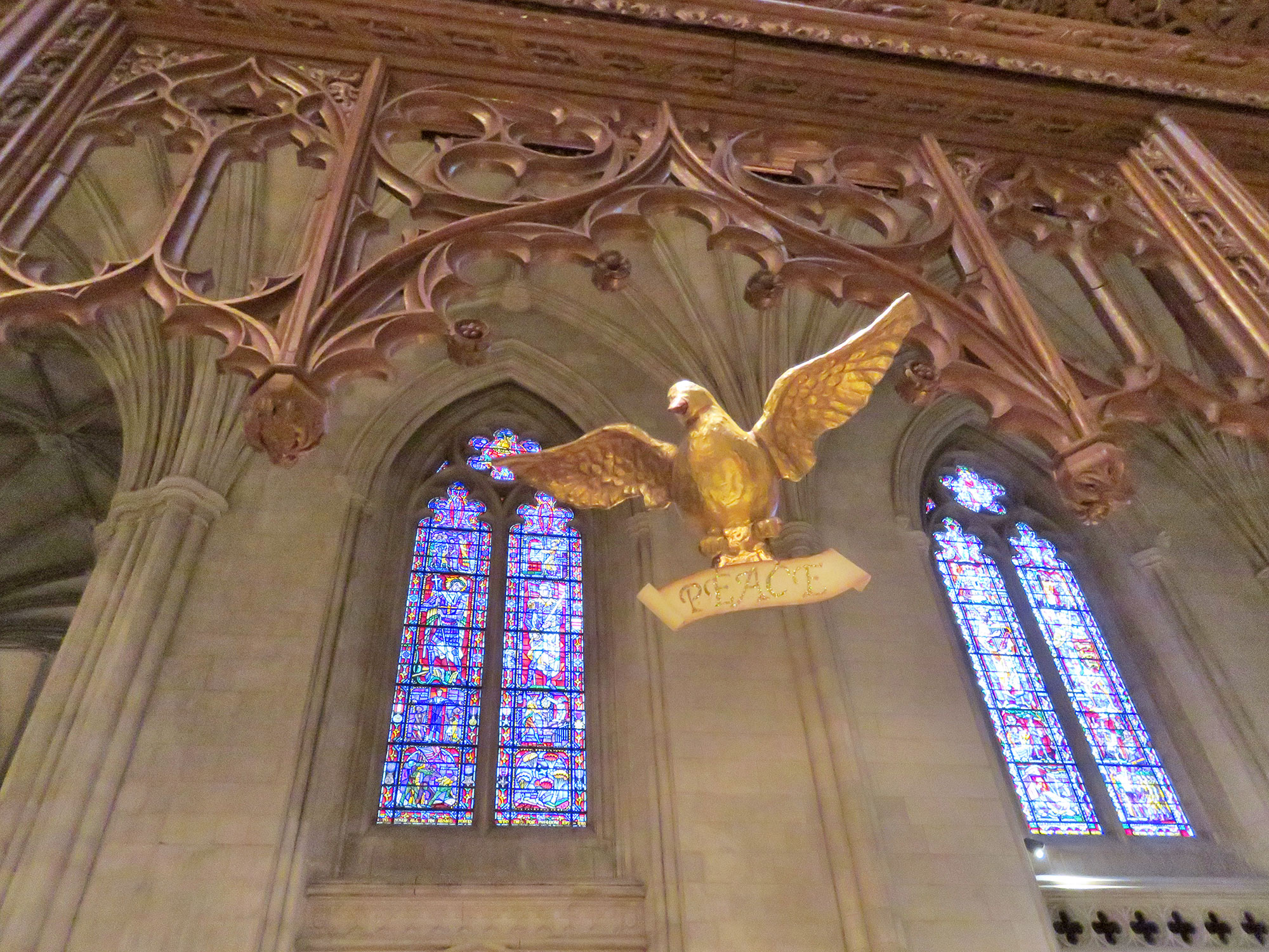 The peace dove at the Washington National Cathedral.