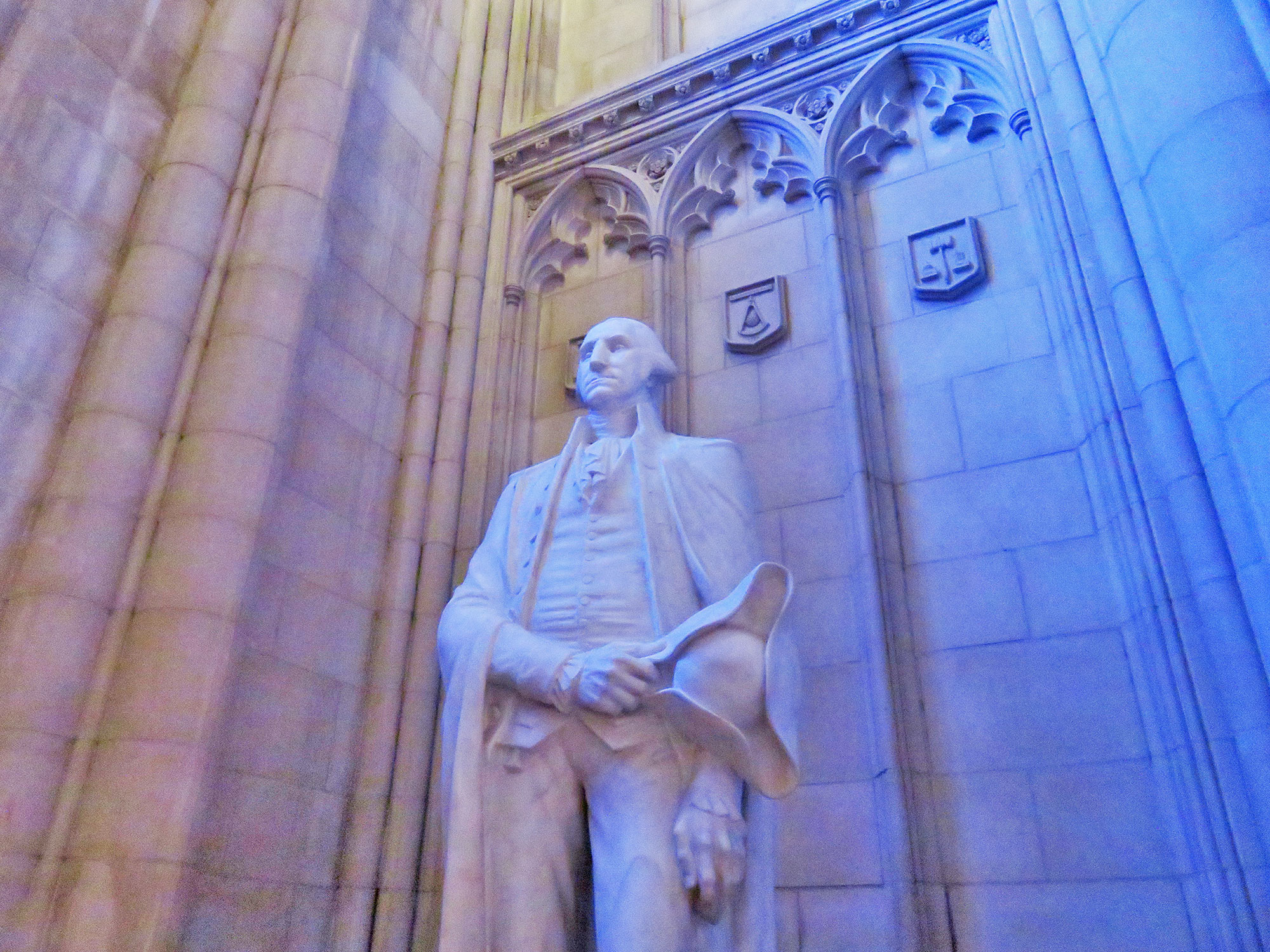 A statue of George Washington at the Washington National Cathedral.