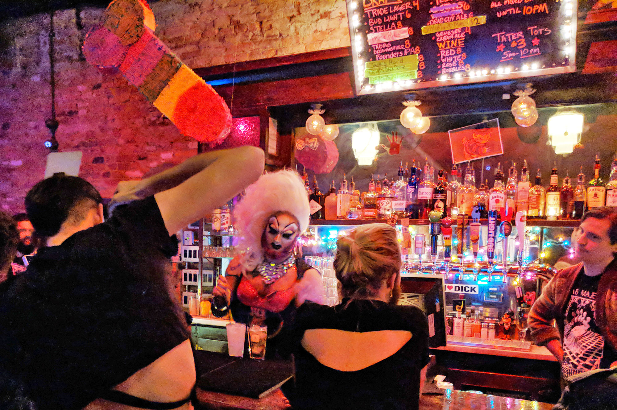 A drag queen bartender at TRADE bar in Washington D.C.