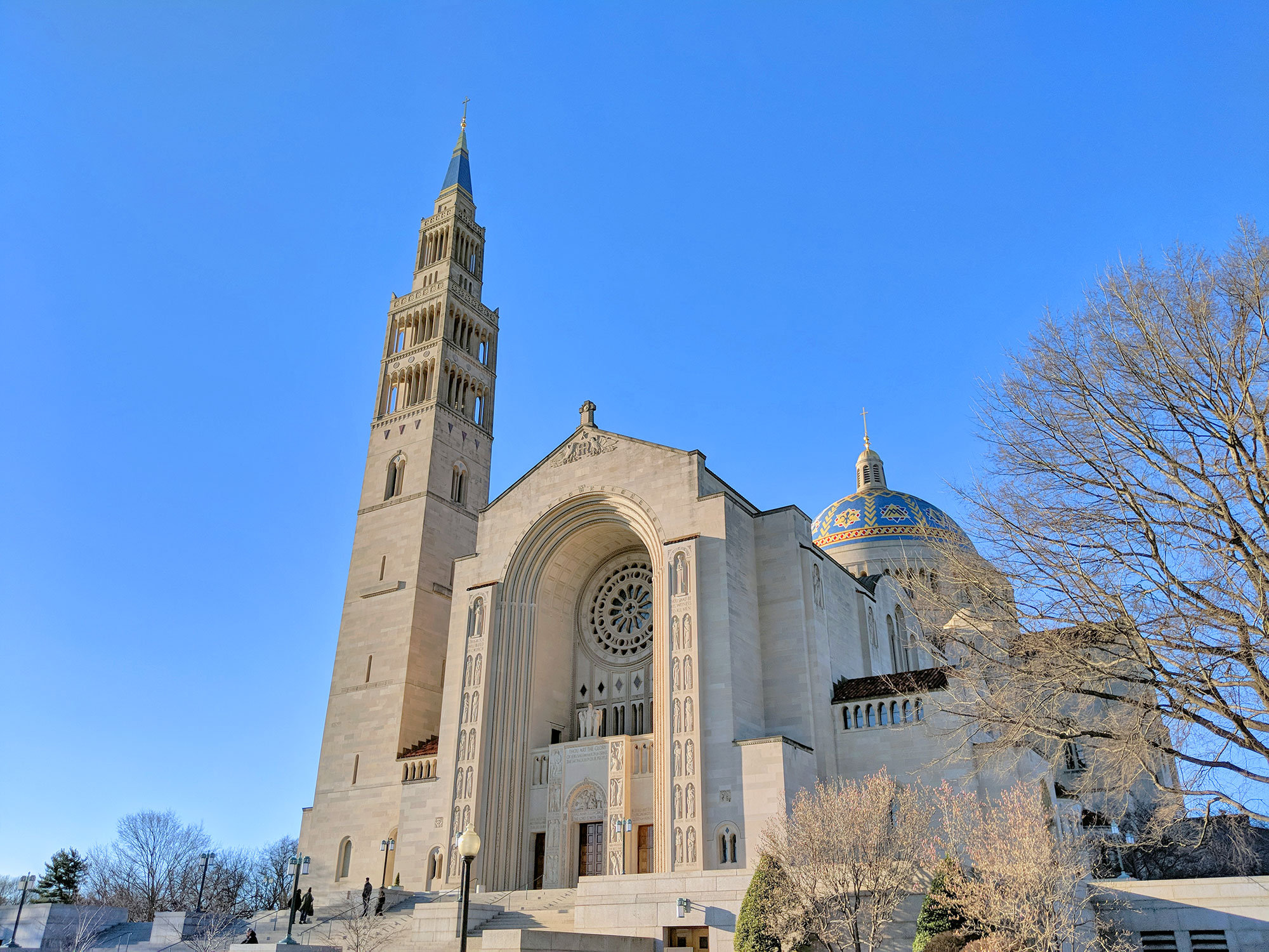 The exterior of the National Shrine of the Immaculate Conception in Washington D.C.
