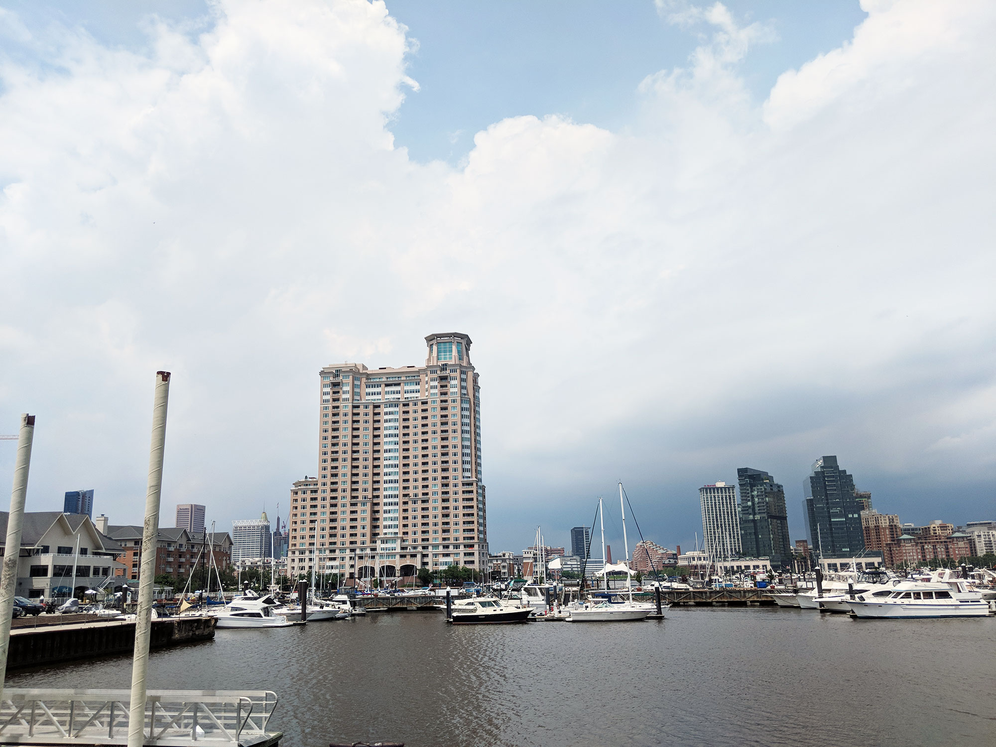 Baltimore's Inner Harbor right before a massive rainstorm.