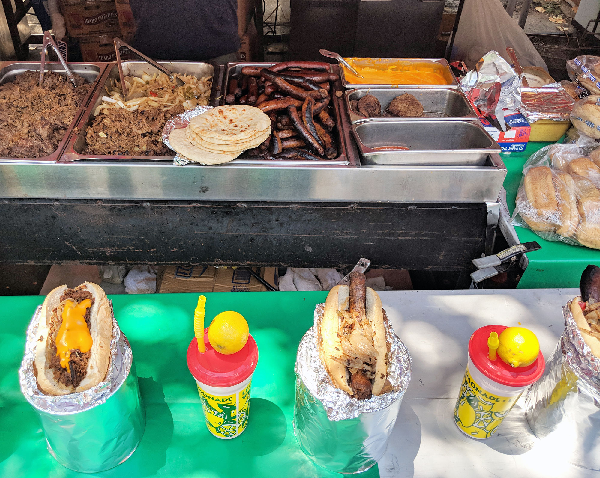 Massive bratwursts and lemonade at Baltimore pride.