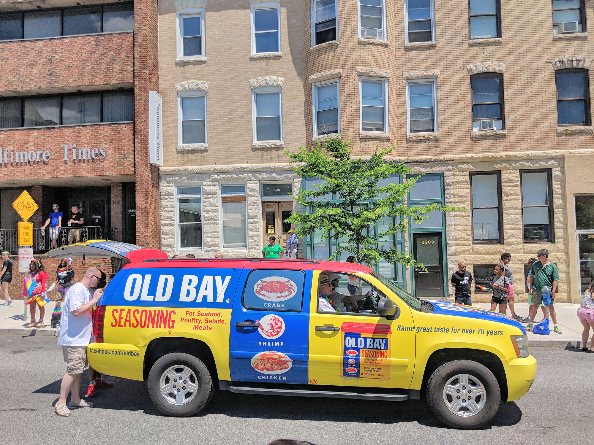 A random Old Bay seasoning car at Baltimore pride.
