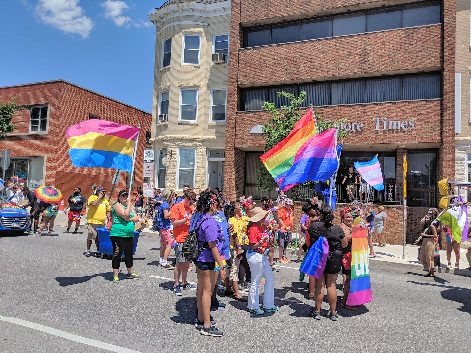 Rainbow flags at the Baltimore Gay Pride Parade.