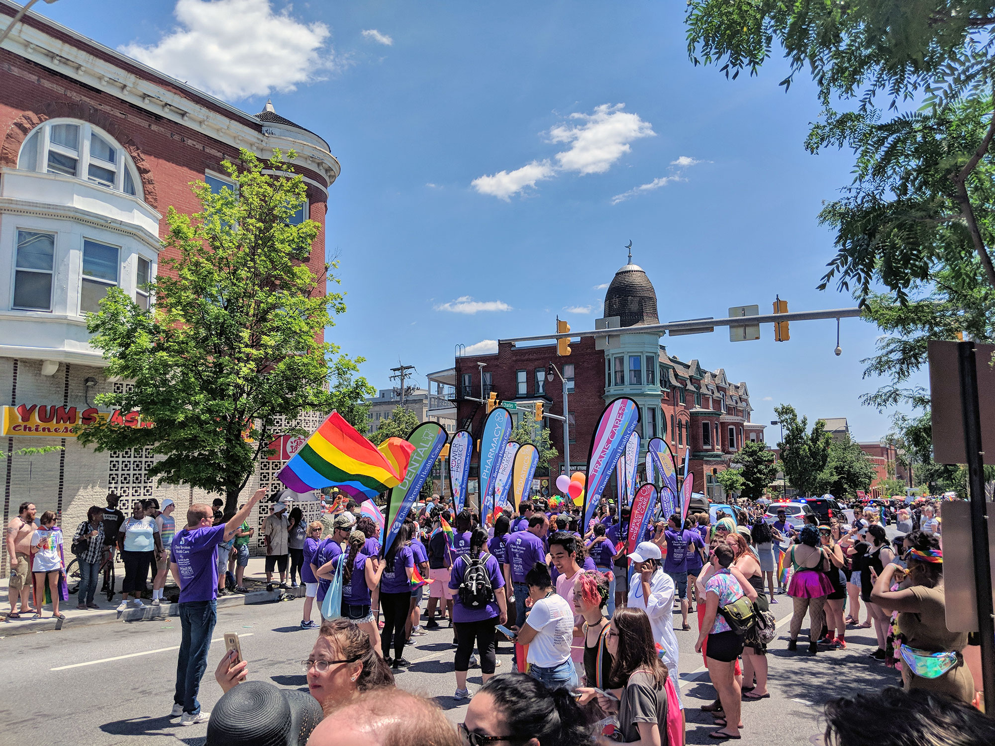 Flags at the pride parade in Baltimore. 