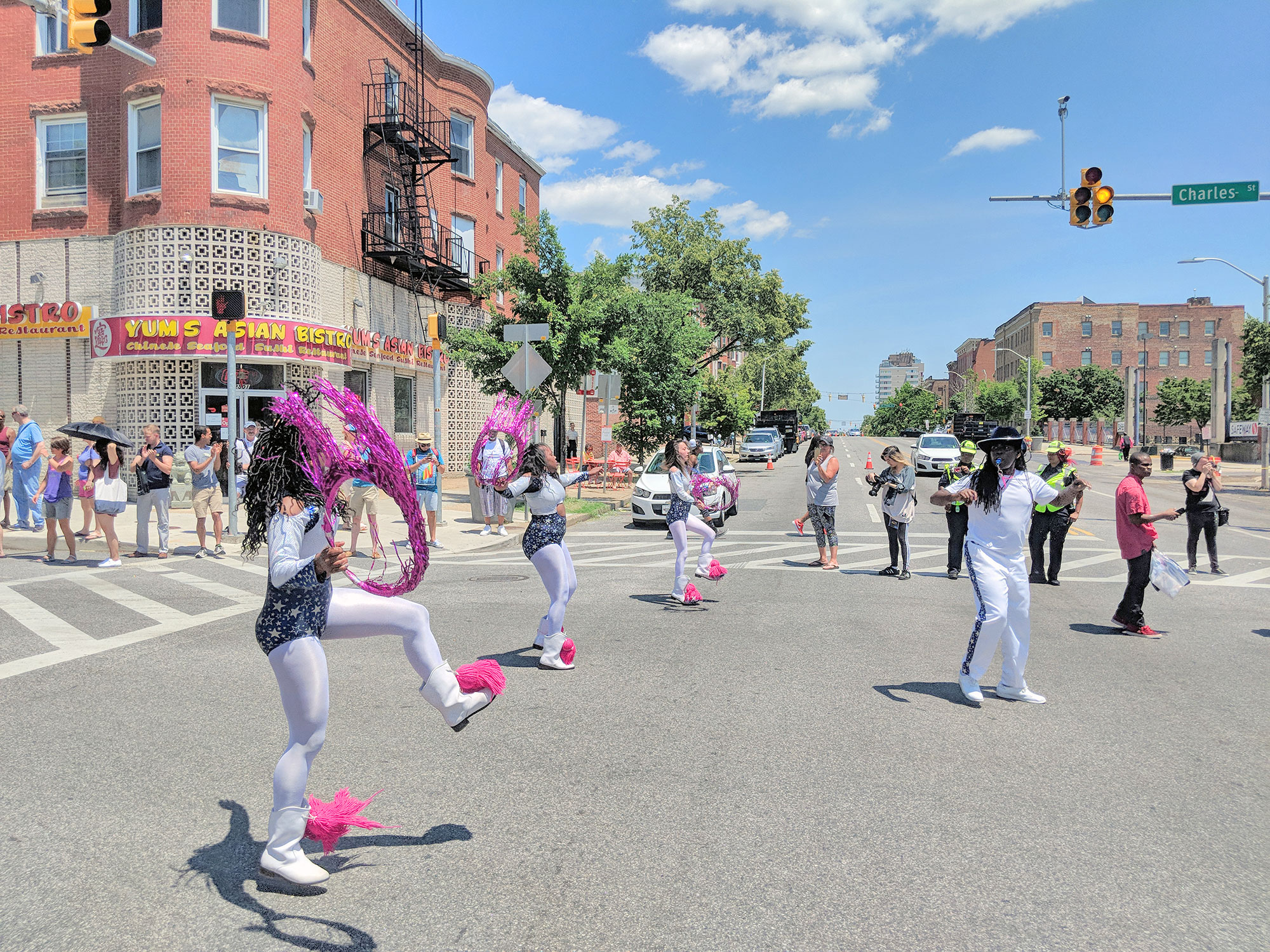 There were several step-teams at the Baltimore gay pride parade. I have no idea how they weren't sweating.