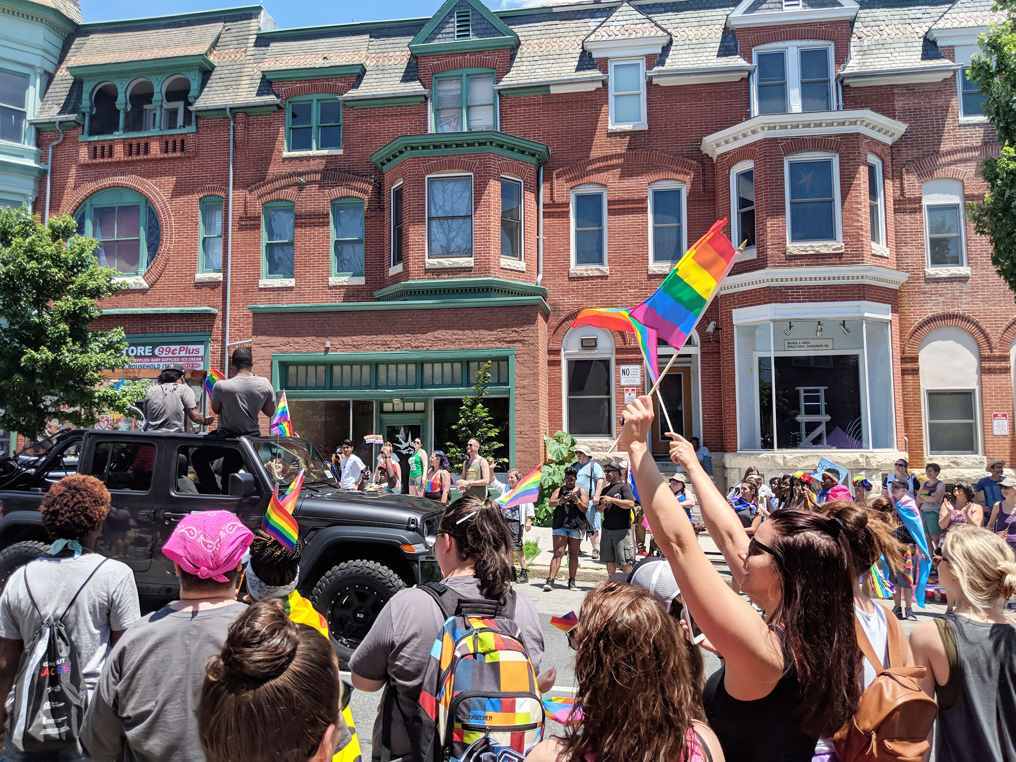 Rainbow flags at the Baltimore Gay Pride Parade.