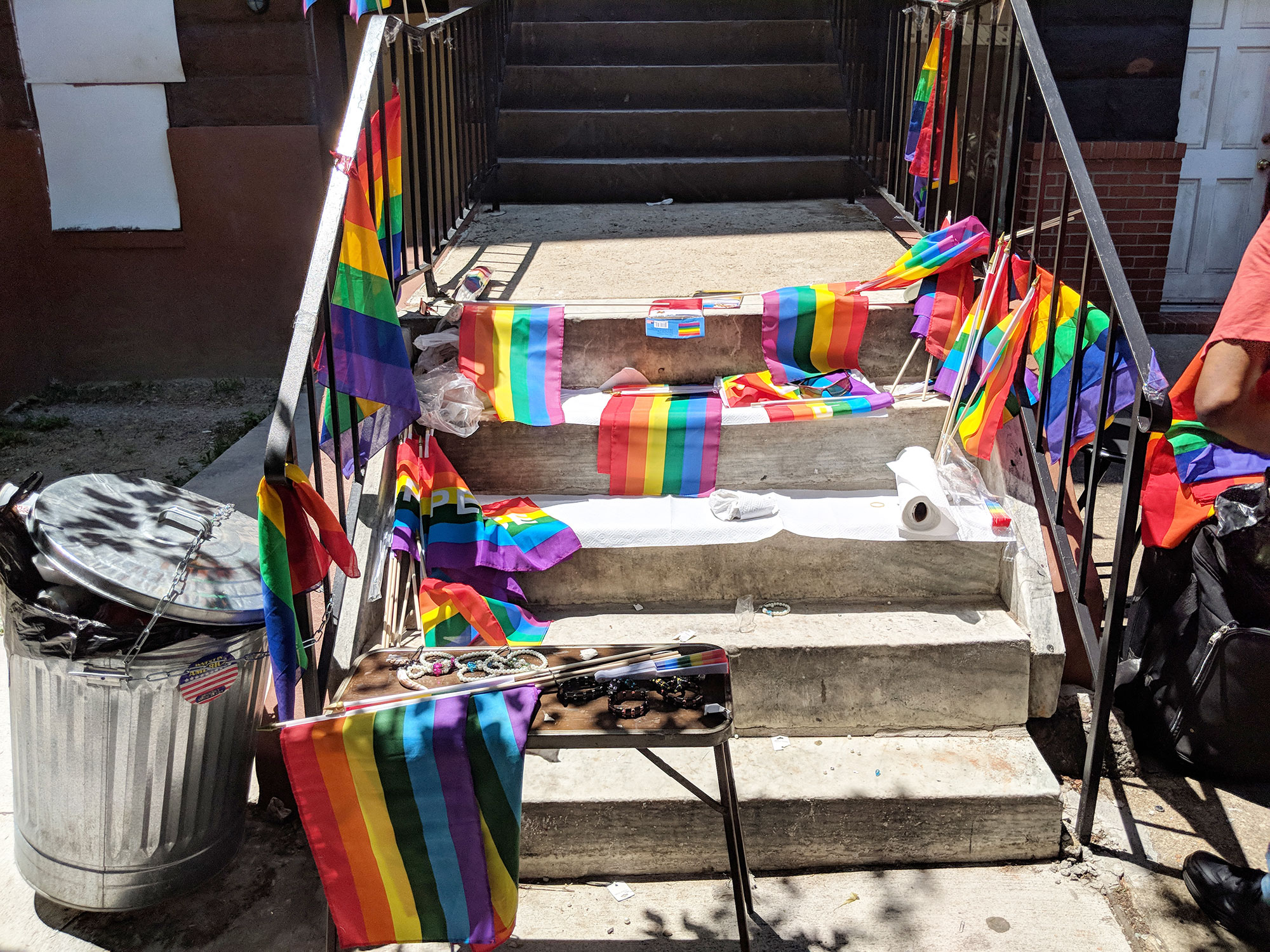 There were a lot of street vendors at the Baltimore gay pride parade, but very few sold fans.