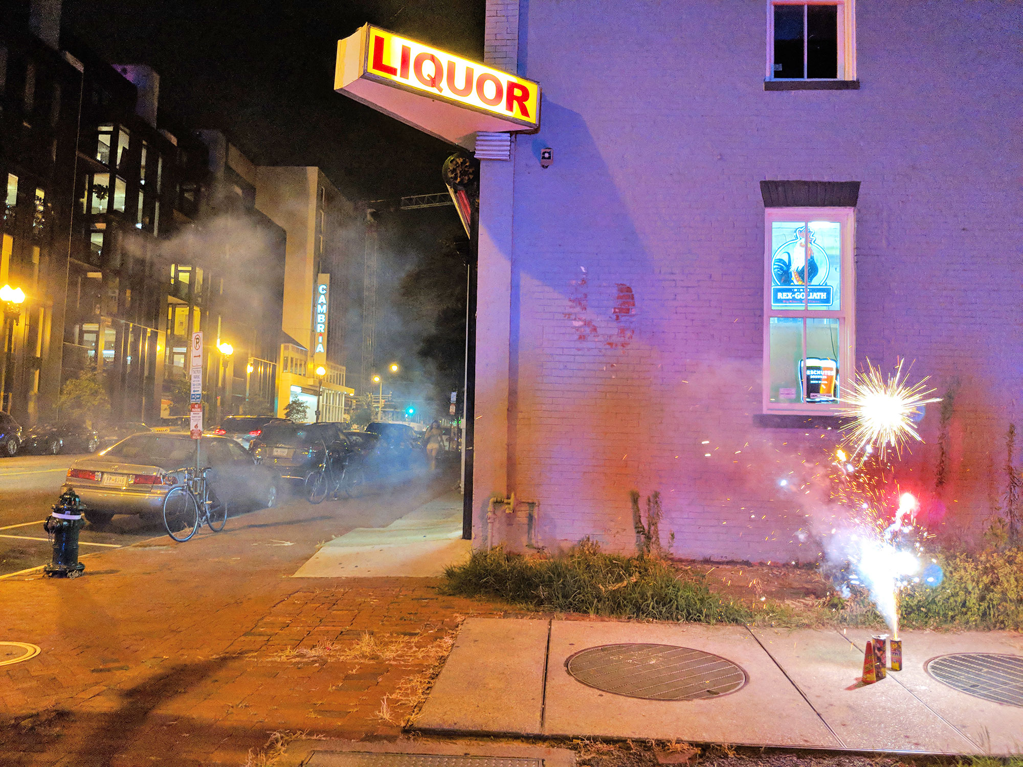 Fireworks in the Logan Circle neighborhood of Washington D.C.