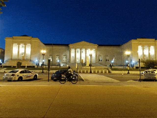 A nighttime look at Judiciary Square in Washington D.C.