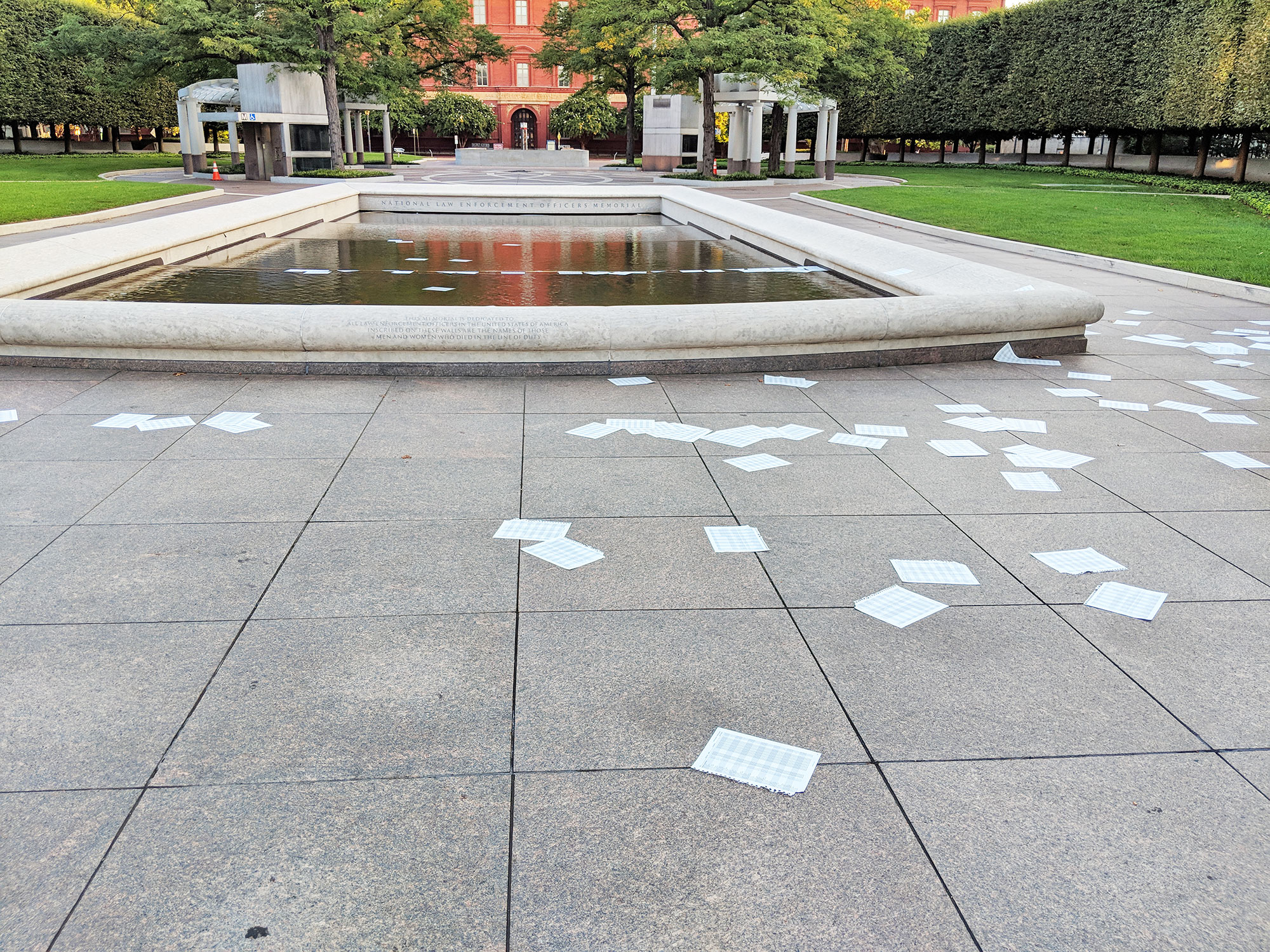 Some petty vandalism at the National Police Officers Memorial.