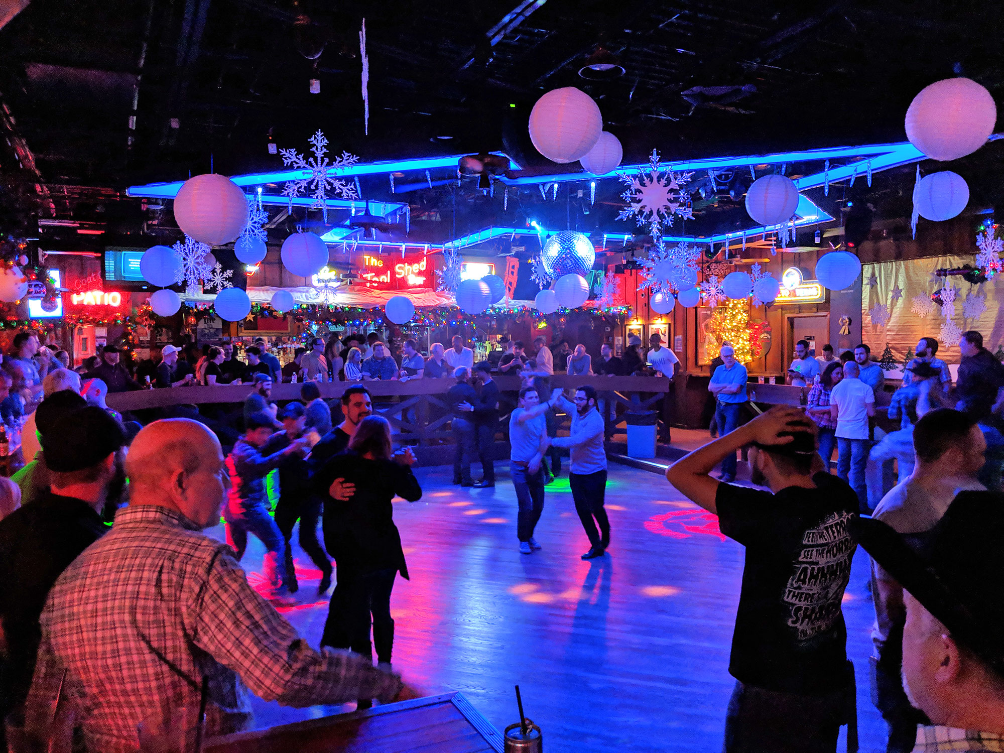 Country dancing at the Roundup Saloon in Oak Lawn, Dallas.