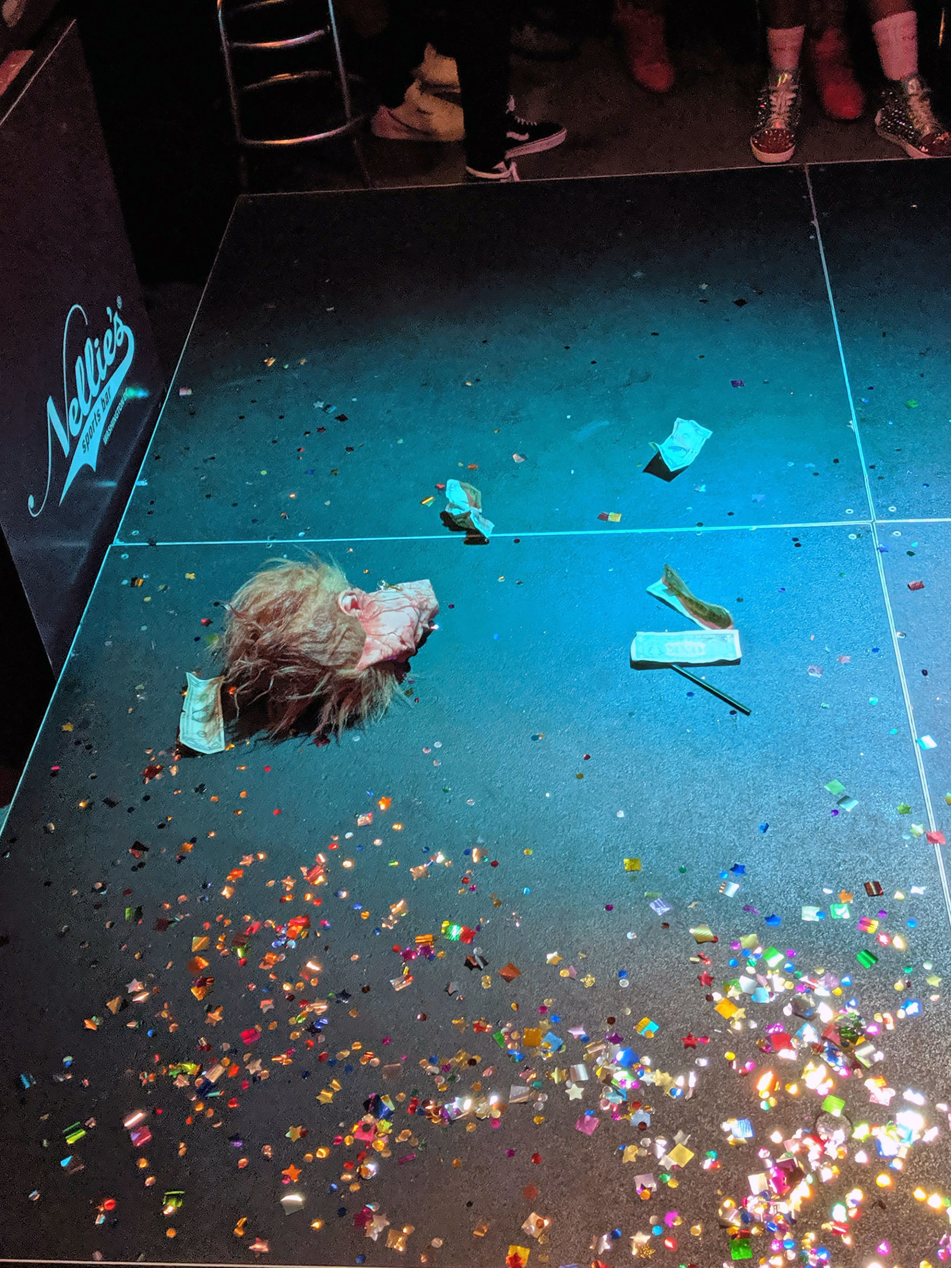 The floor destroyed at Nellies Sports Bar.
