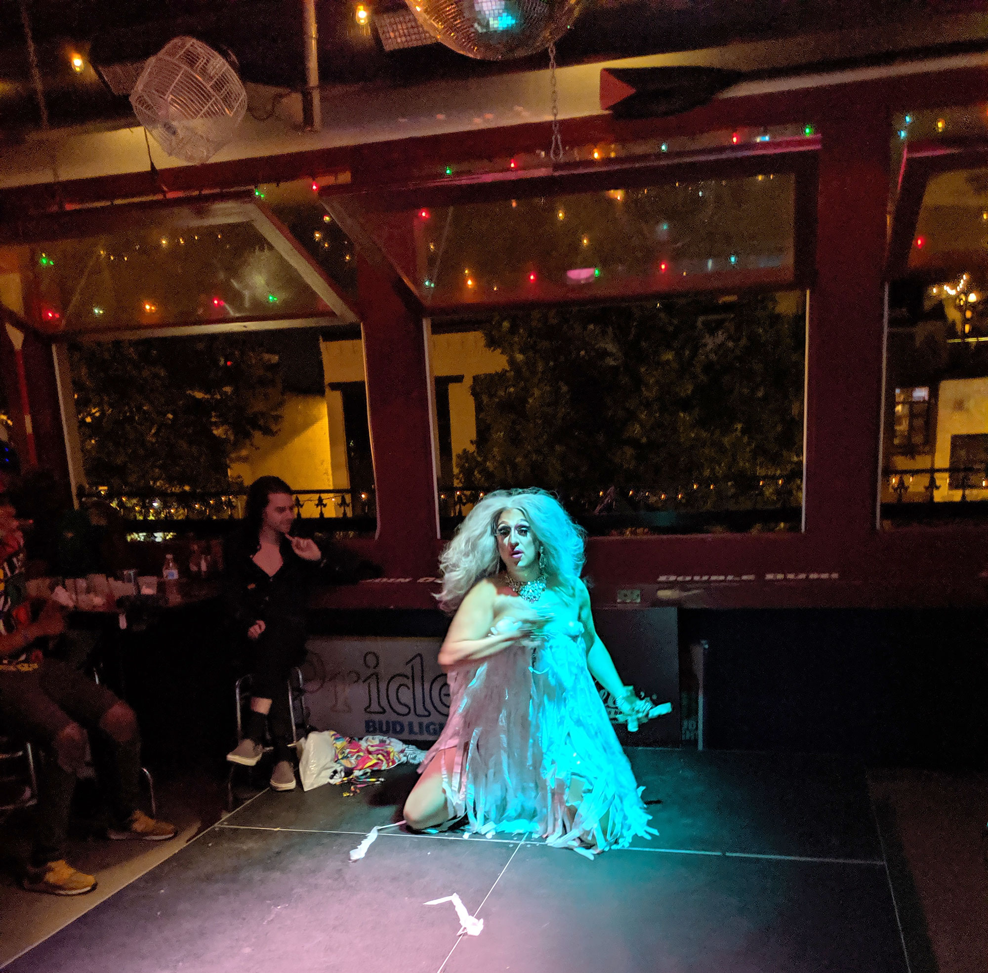 A performer at Snatched Wednesdays drag show at Nellie's.