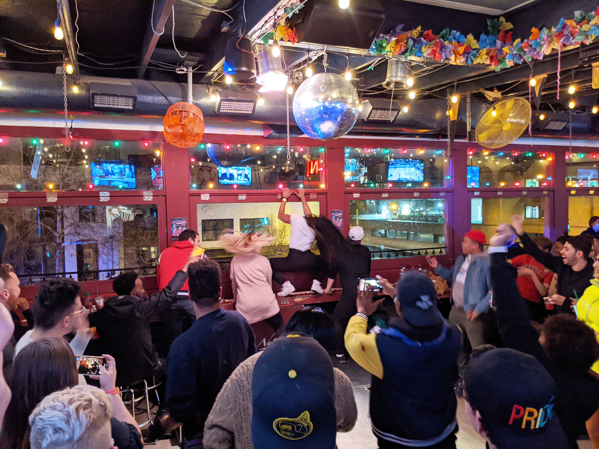 A dance off at Nellie's Sports Bar.