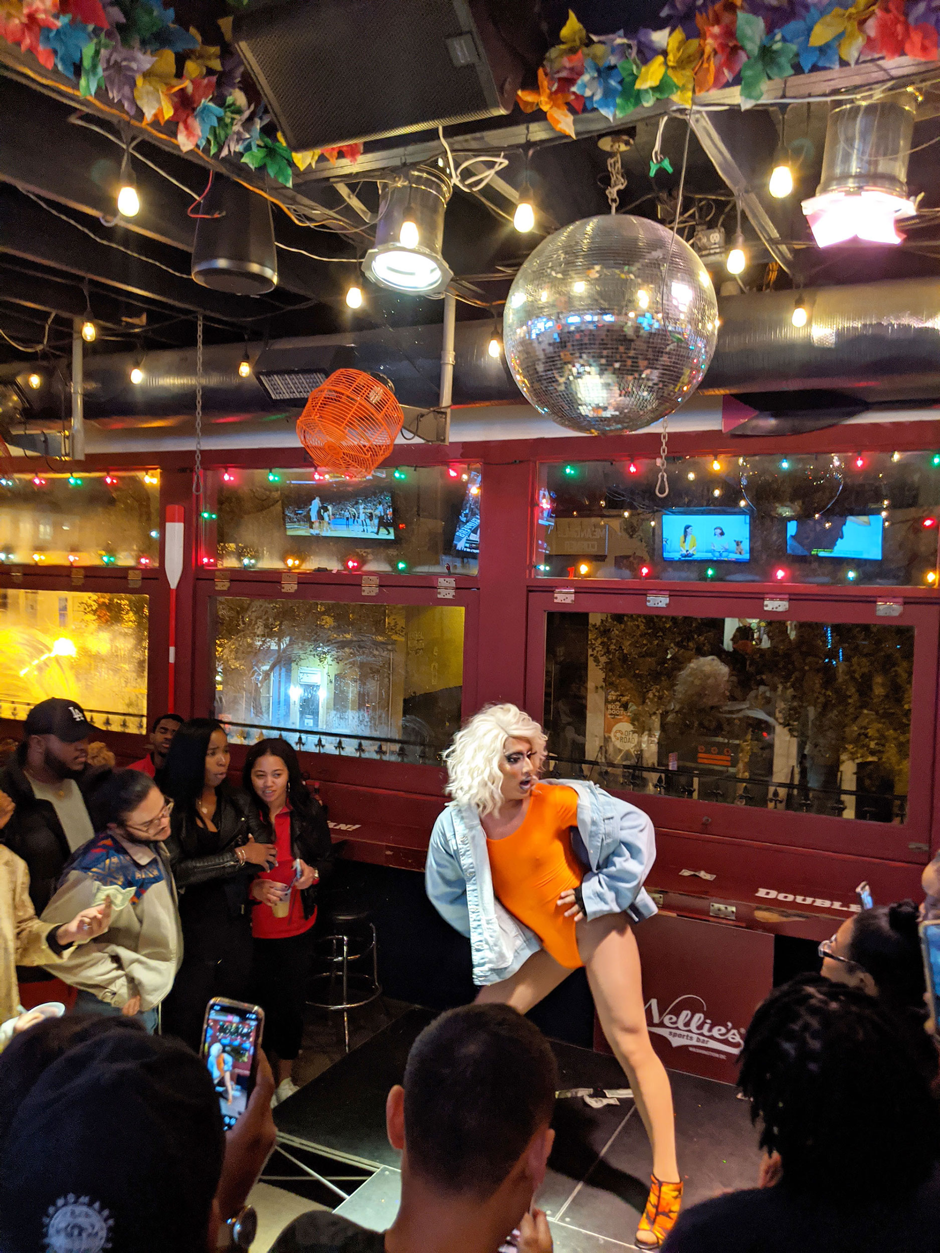 A drag queen performing at Nellie's on U Street.