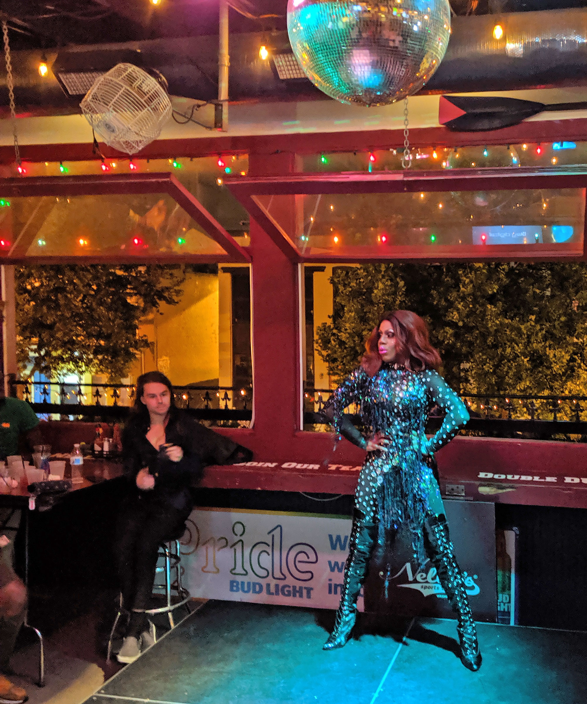 A guest drag queen from Miami at Nellie's.