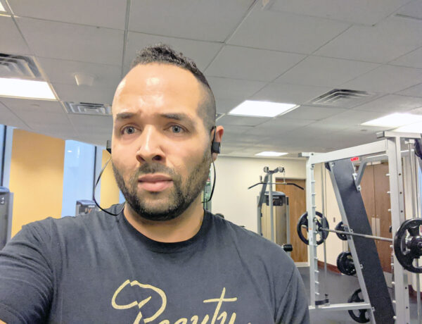 Dennis Jansen at the gym wearing a Beauty Bar shirt in Washington D.C.