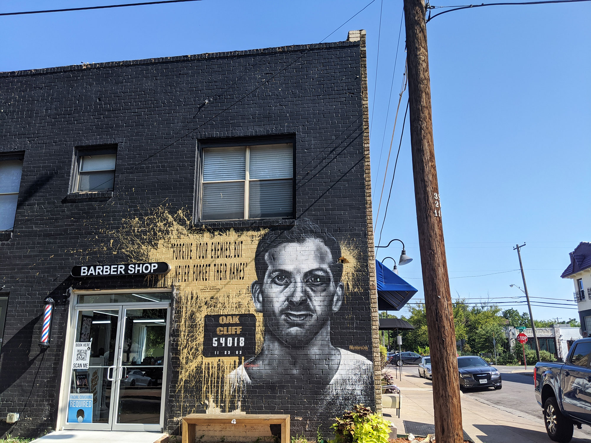 The Lee Harvey Oswald mural in Dallas' Bishop Arts District.