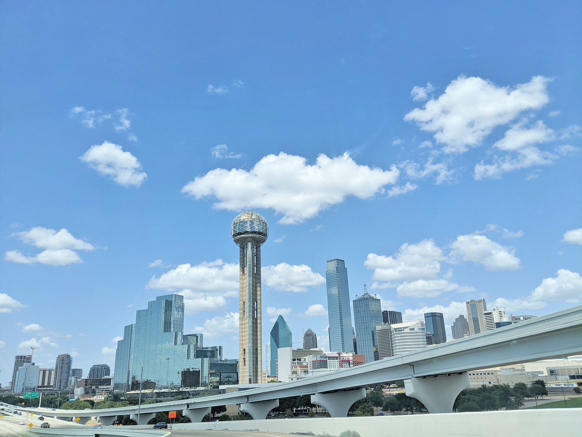 A view of Reunion Tower and downtown Dallas.