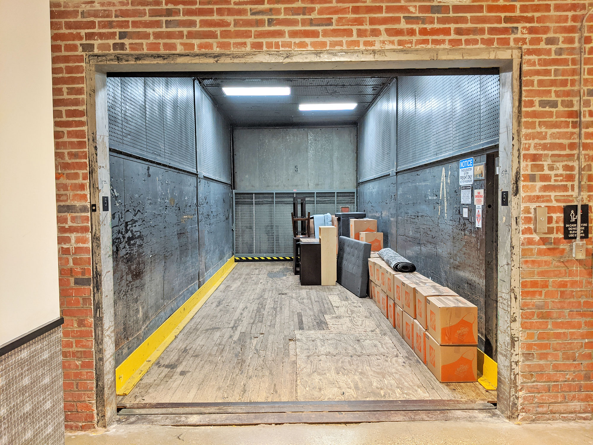 Packing the elevator at Hecht Warehouse in Washington DC.