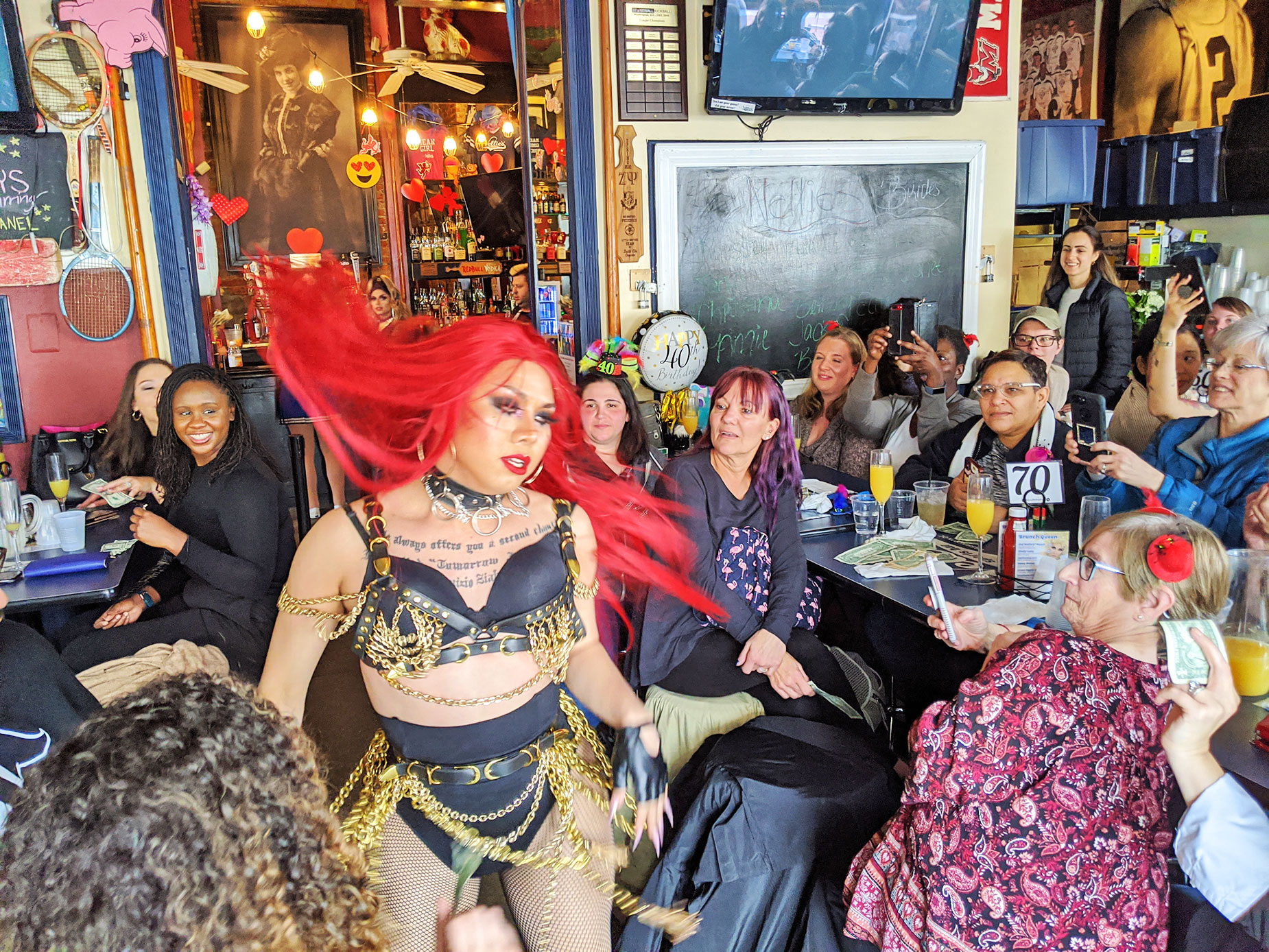 Labella Mafia performing at Chanellie's Drag Queen Brunch.