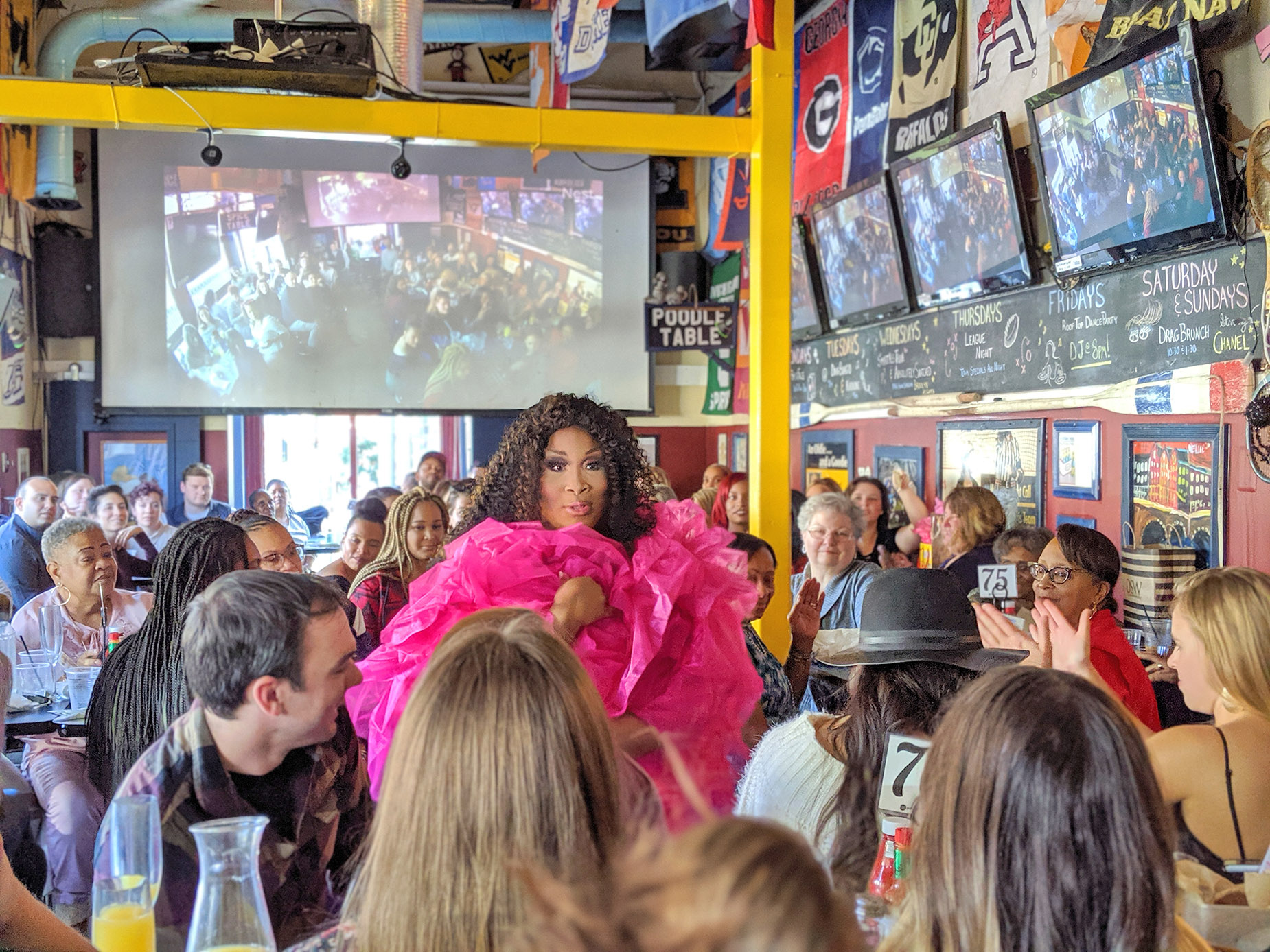 Angelle Zhané performing at drag brunch in Washington DC.