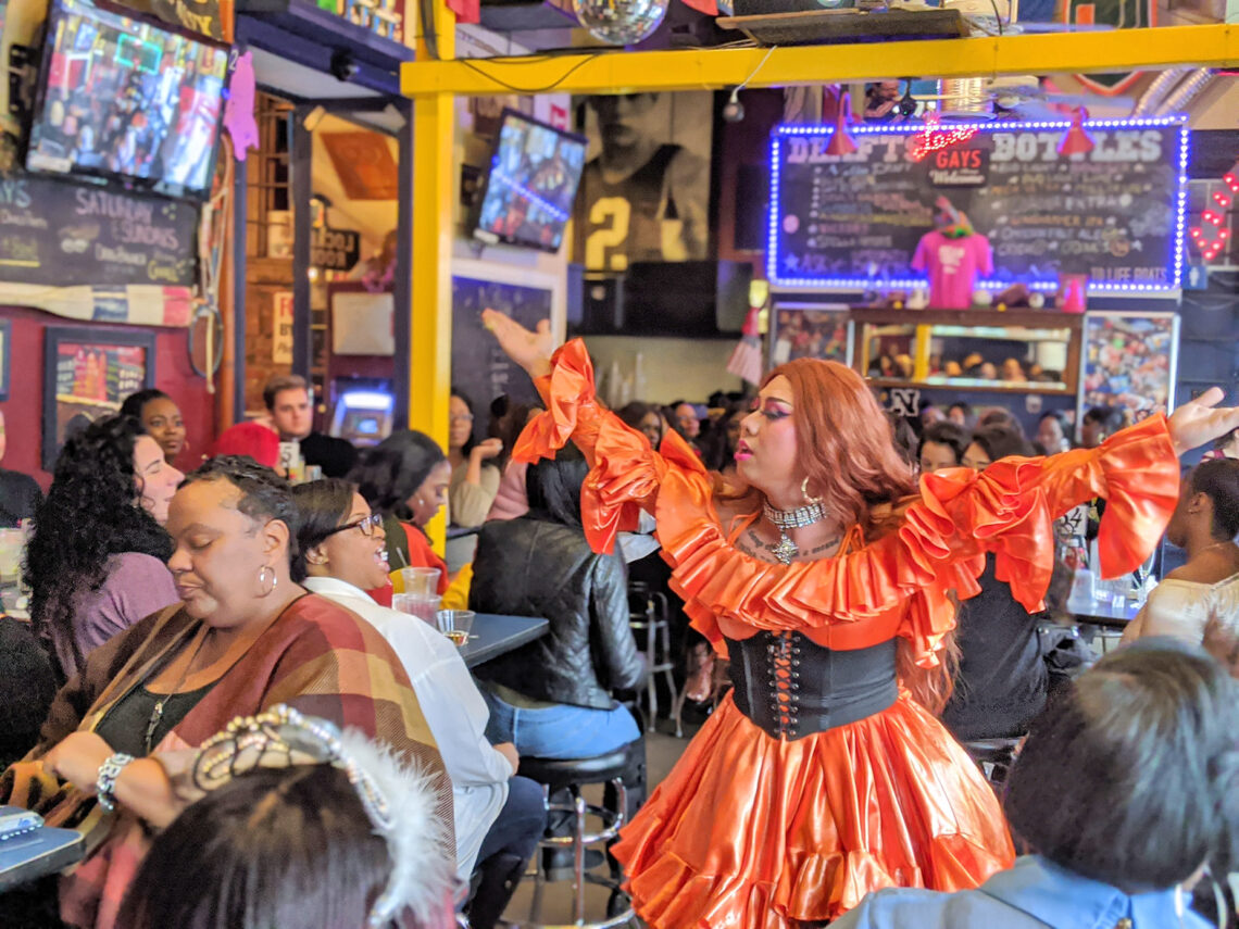 Labella Mafia performing at Nellie's Sports Bar drag queen brunch.