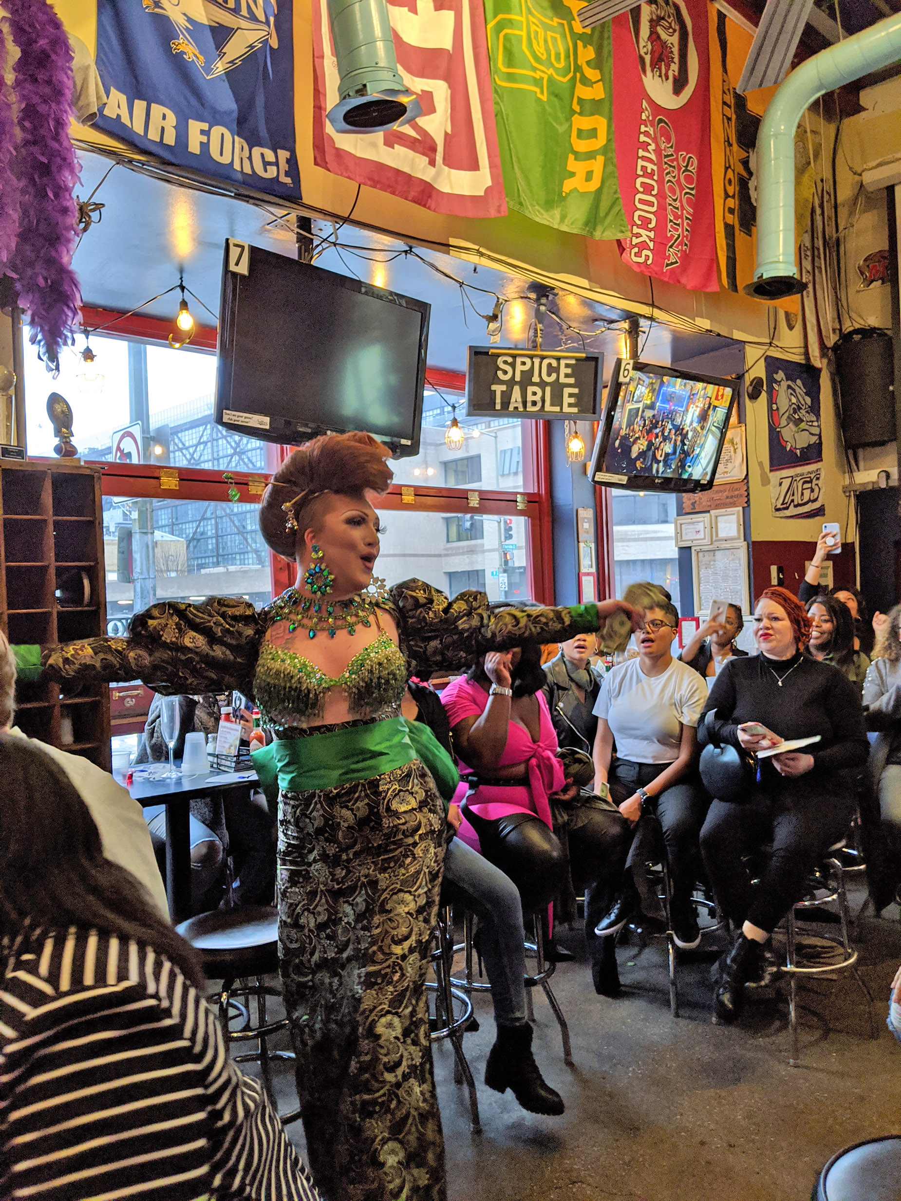 Holly Whatt performing at Nellie's Drag Brunch in Washington DC.