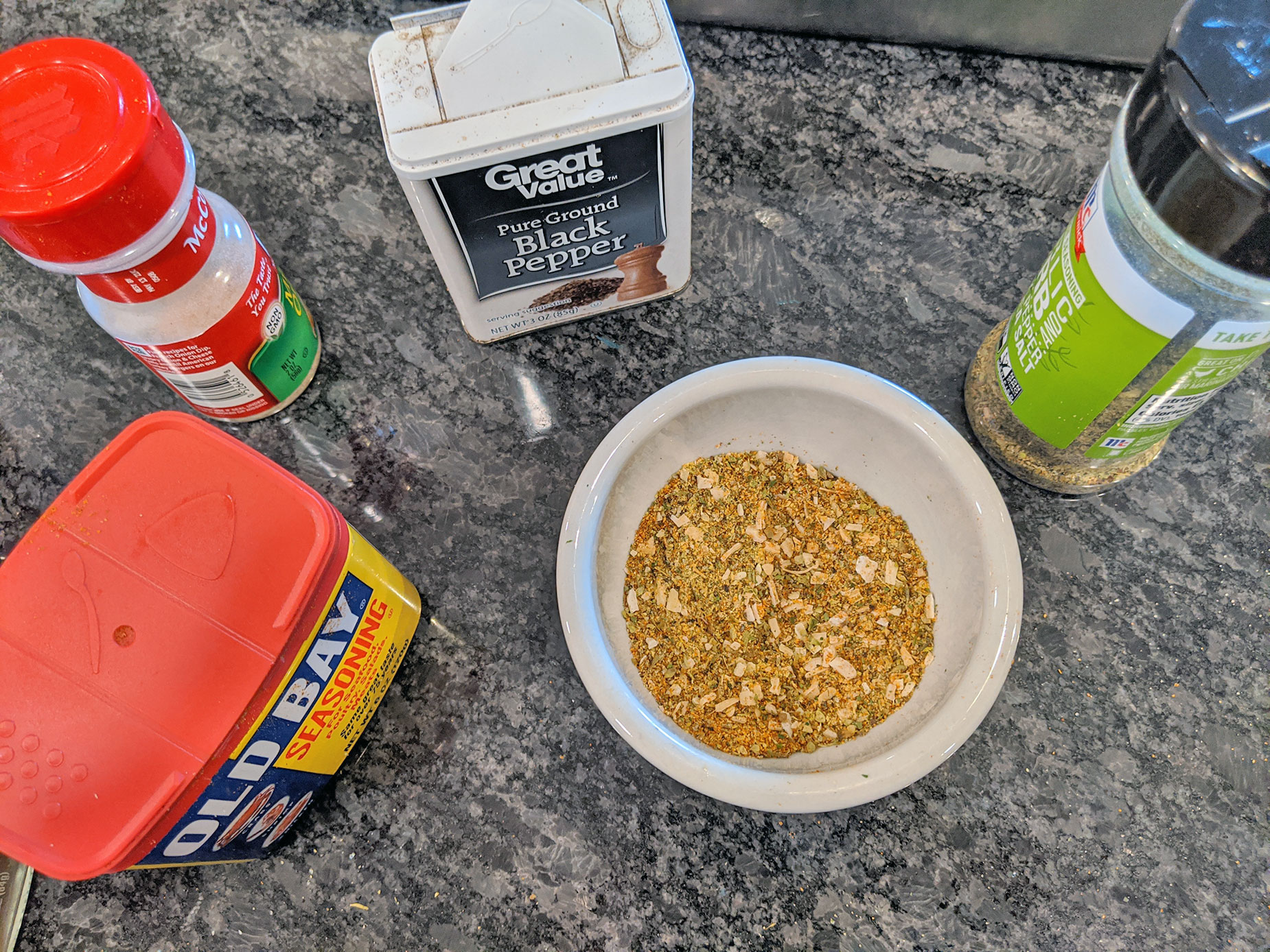 Getting the seasoning together for the pork ribs.