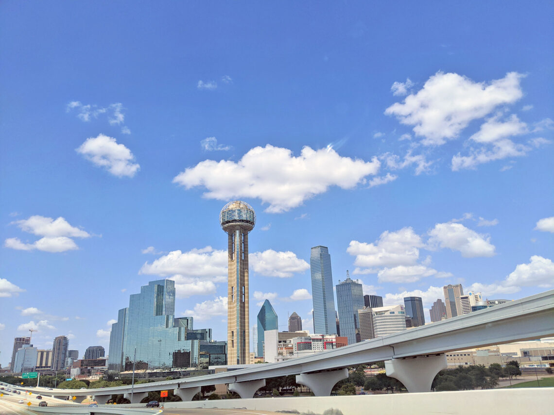 Downtown Dallas skyline.