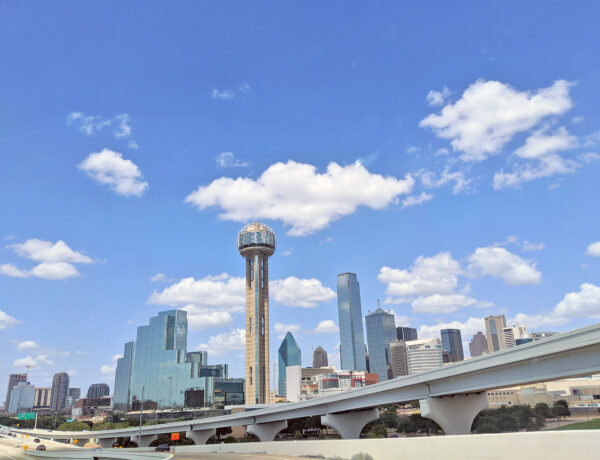 Downtown Dallas skyline.