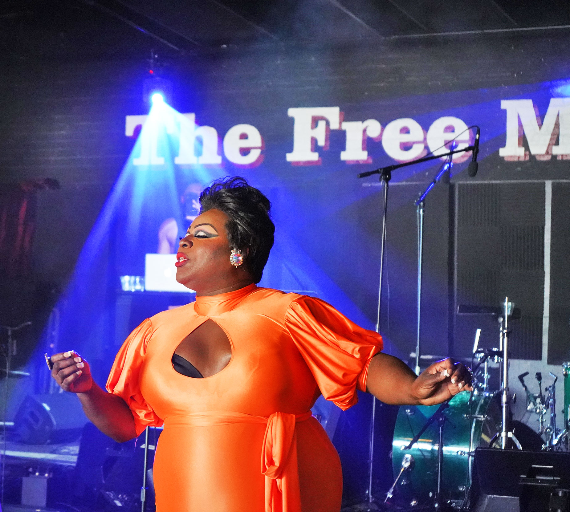 Dallas drag queen Tayanna Love performing at The Free Man drag brunch in Deep Ellum.