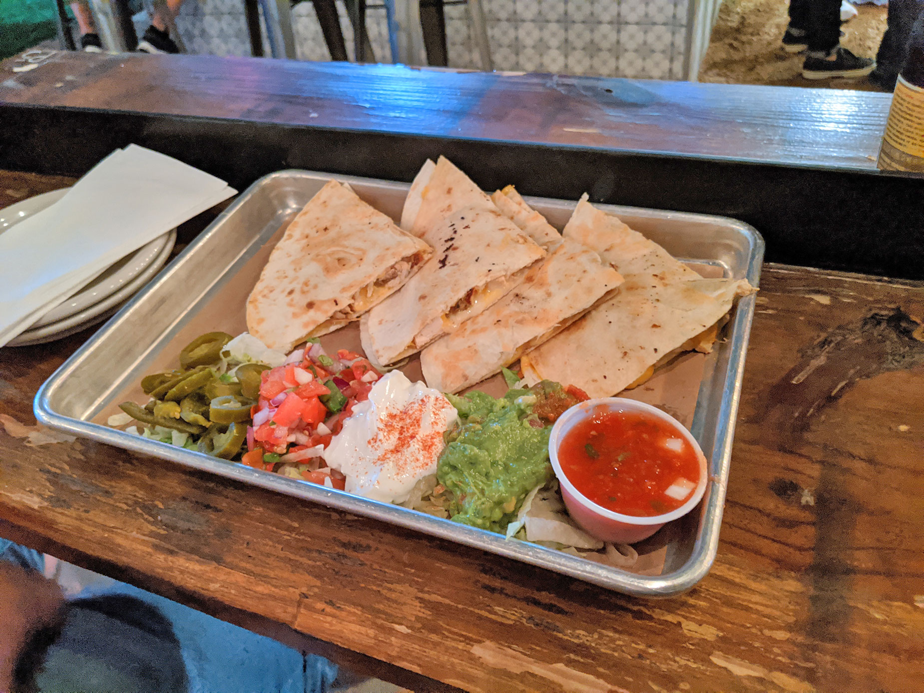 The quesadilla at Redfield's Tavern in Dallas.