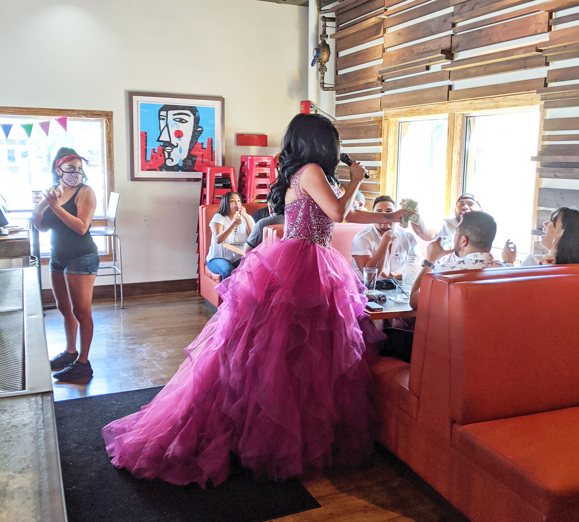Mayra D'Lorenzo performing at TNT Drag Queen Brunch in Uptown Dallas.