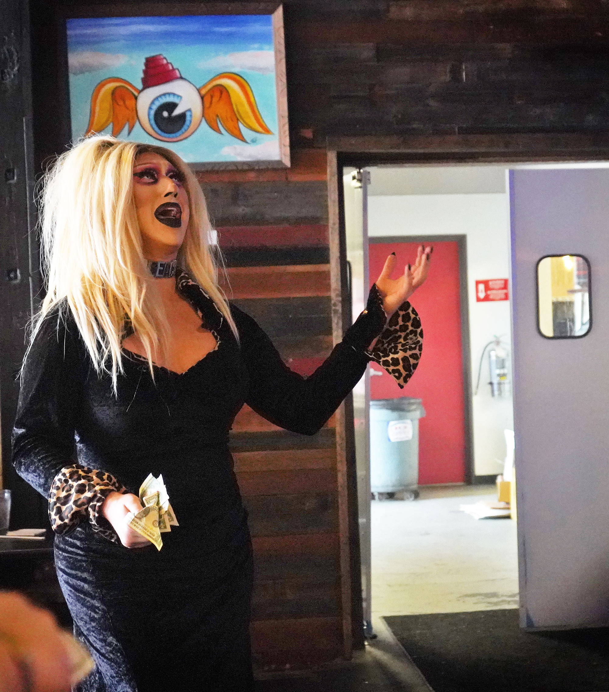 Dallas drag queen Bleach performing at drag brunch.