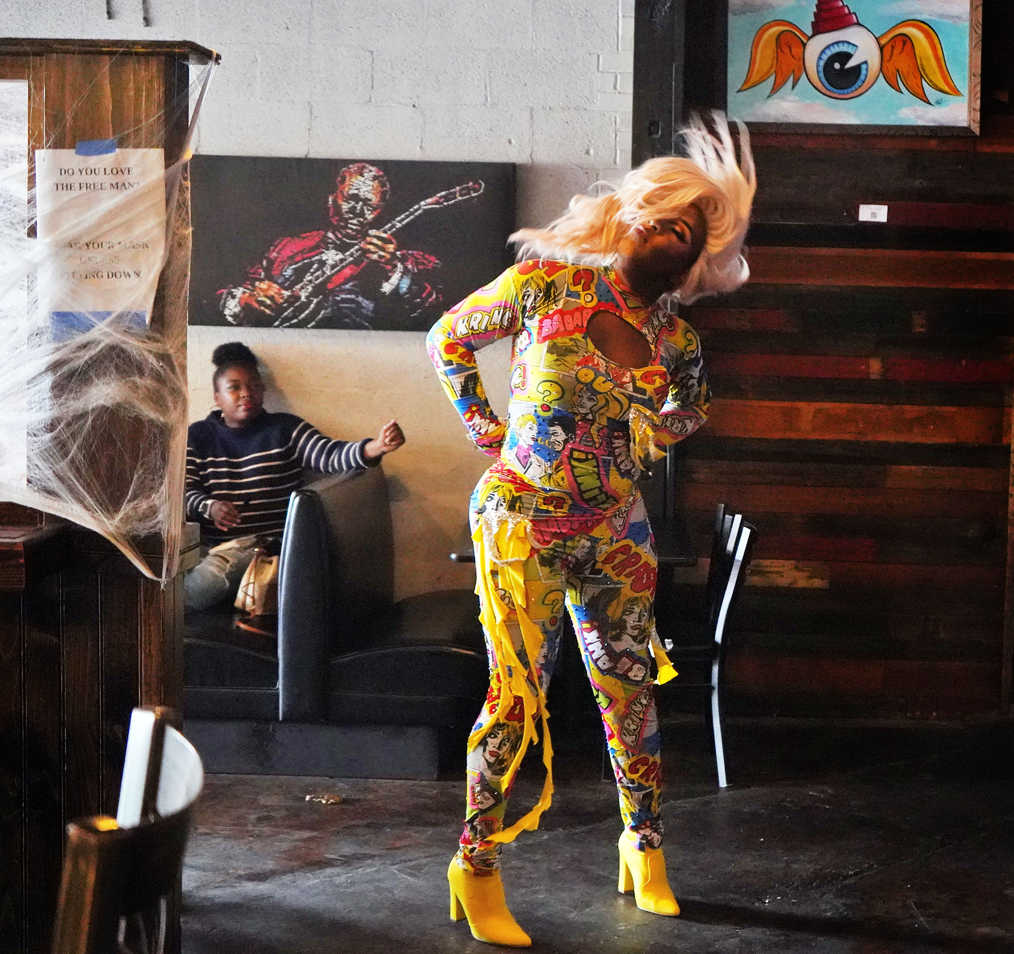Barbie Davenport Dupree performing at Deep Ellum drag brunch at the Free Man Cajun Cafe.