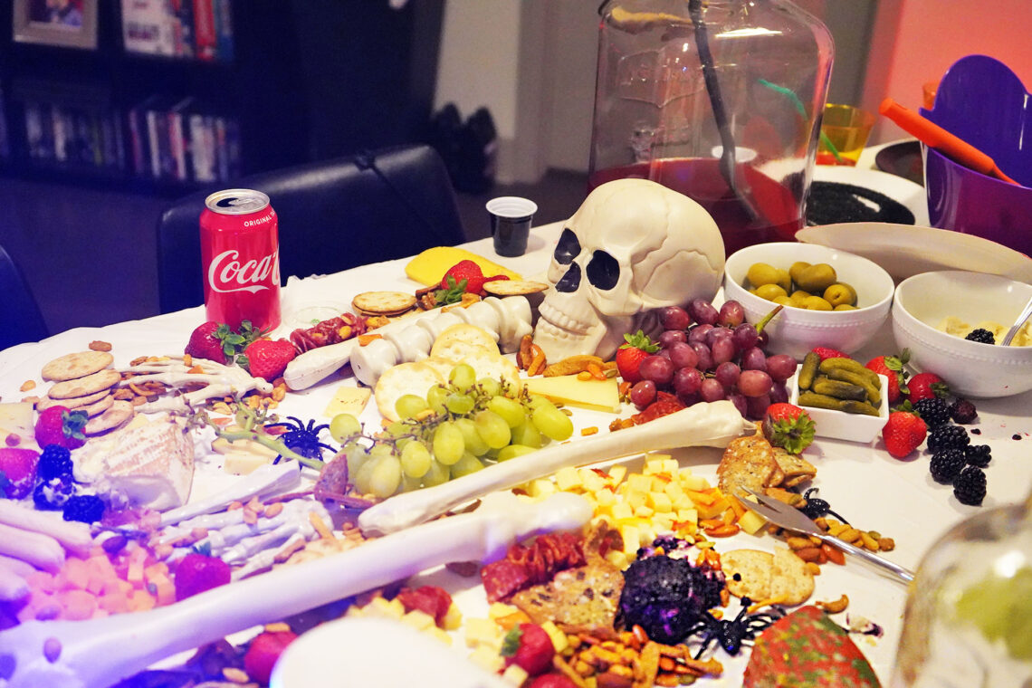 The food spread at the Oak Lawn Dallas Halloween Party